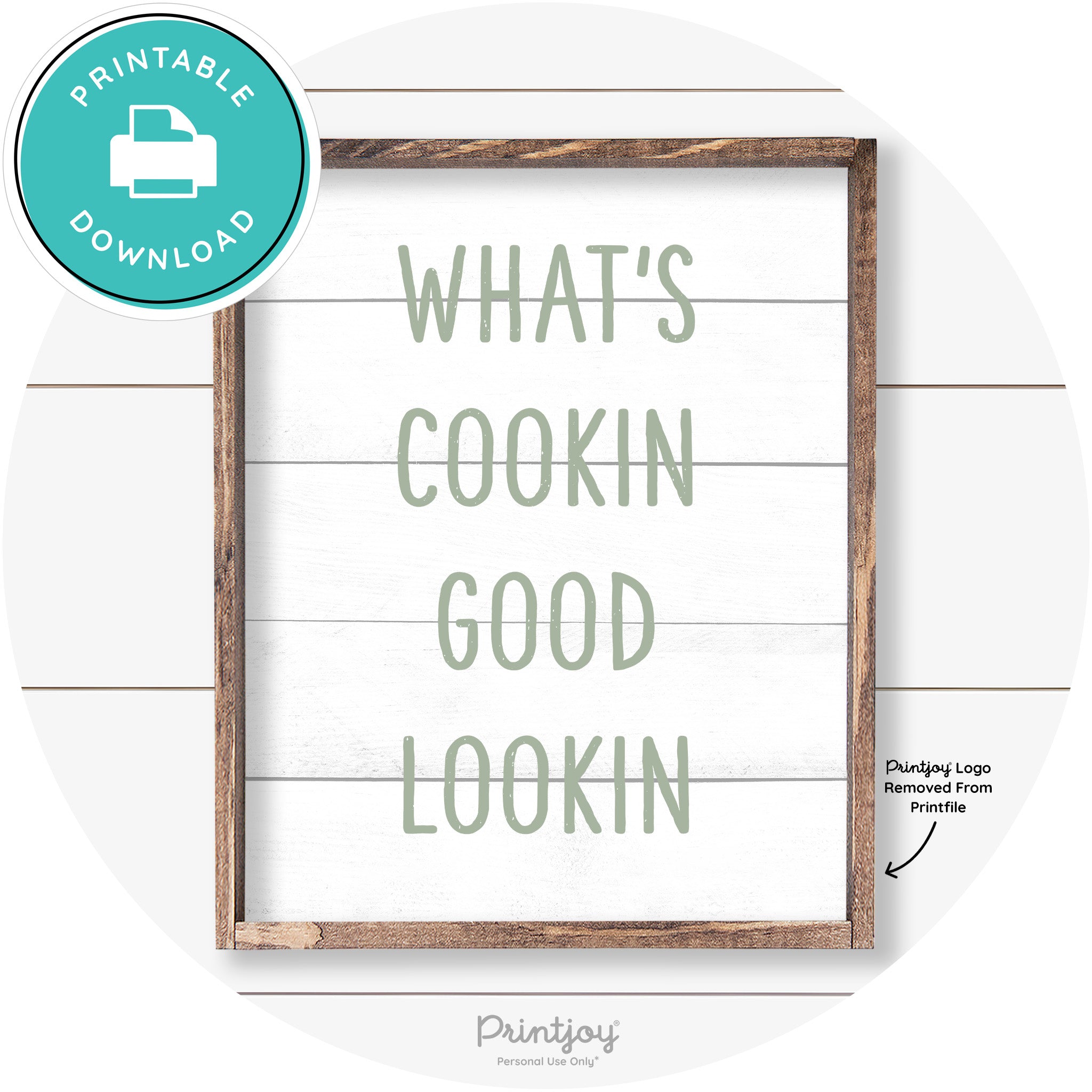What's Cookin Good Lookin Farmhouse Kitchen Wall Art Free Printable - Printjoy