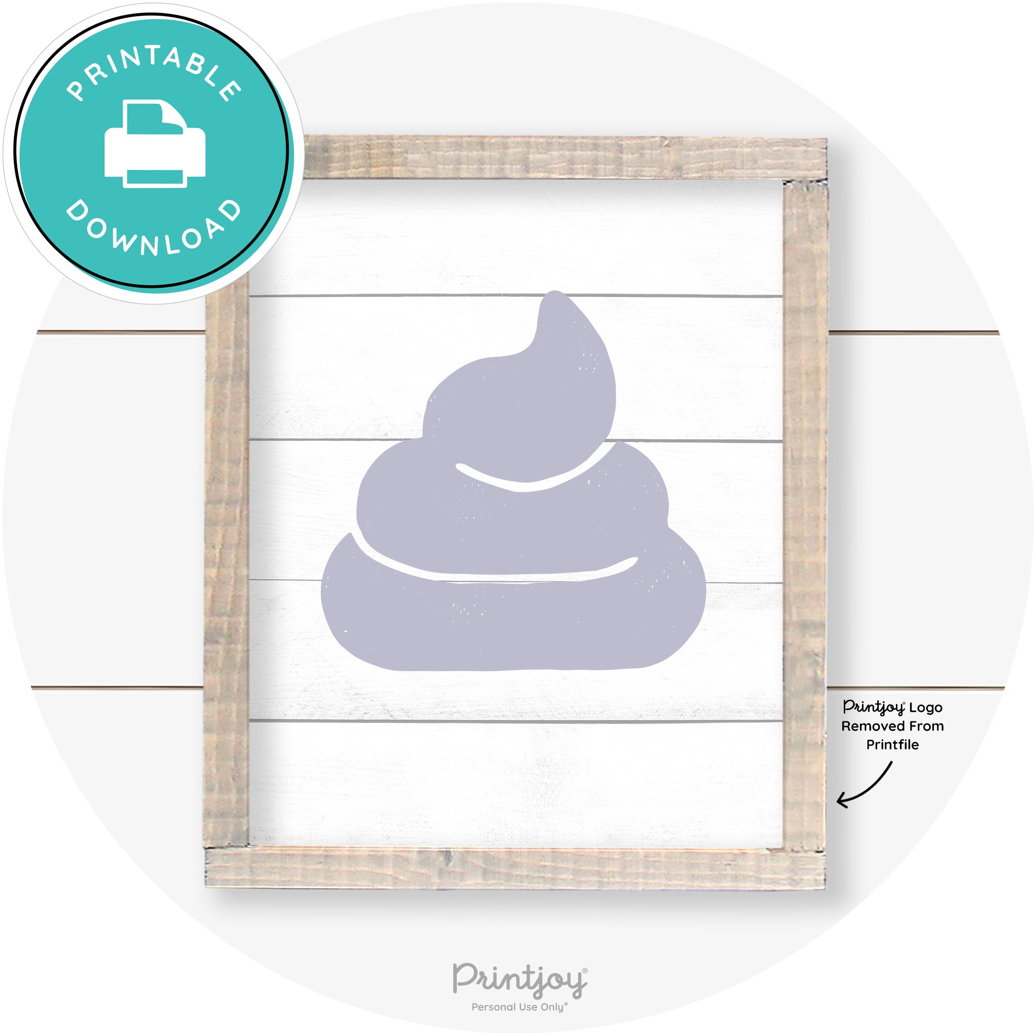 Poop Emoji Silhouette Funny Bathroom Sign Wall Art Free Printable - Printjoy