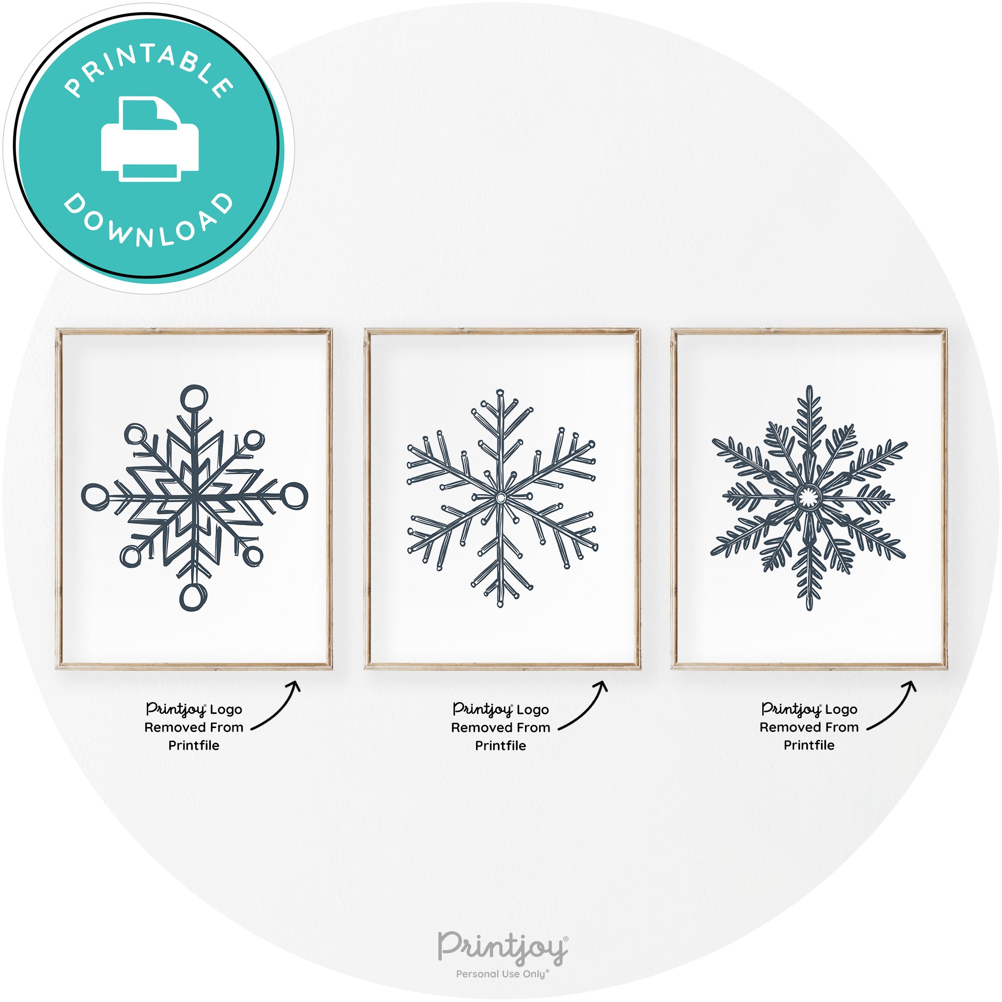 Snowflakes Set Of 3 Christmas Transitional Wall Art Decor Free Printable