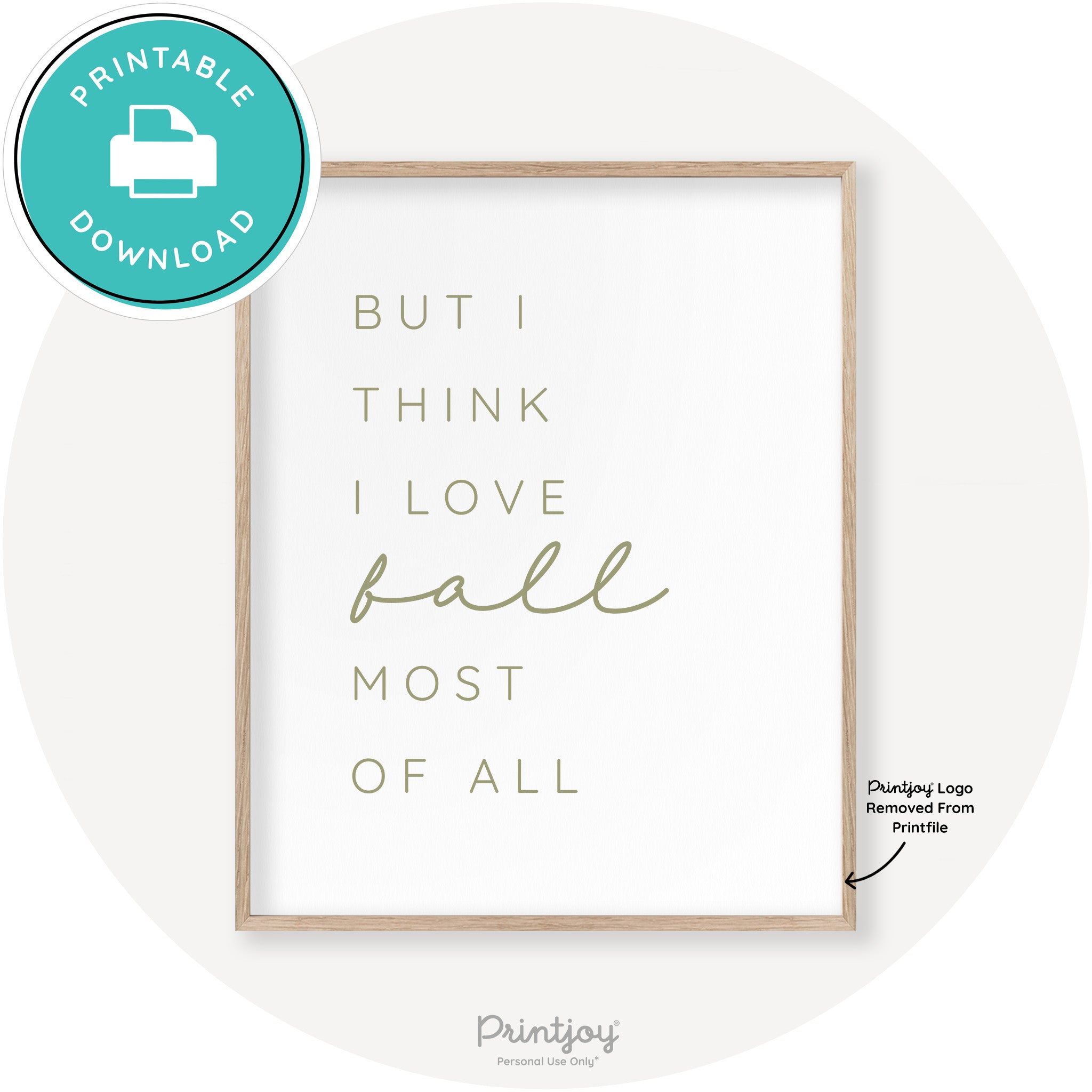 Love Fall Most Of All Cute Modern Chic Decor Wall Art Printable - Printjoy