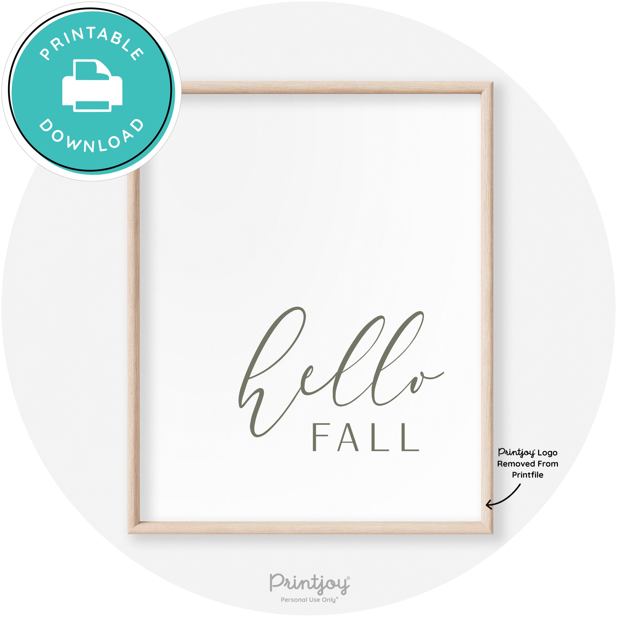 Hello Fall Cursive Modern Transitional Fall Wall Art Decor Free Printable - Printjoy