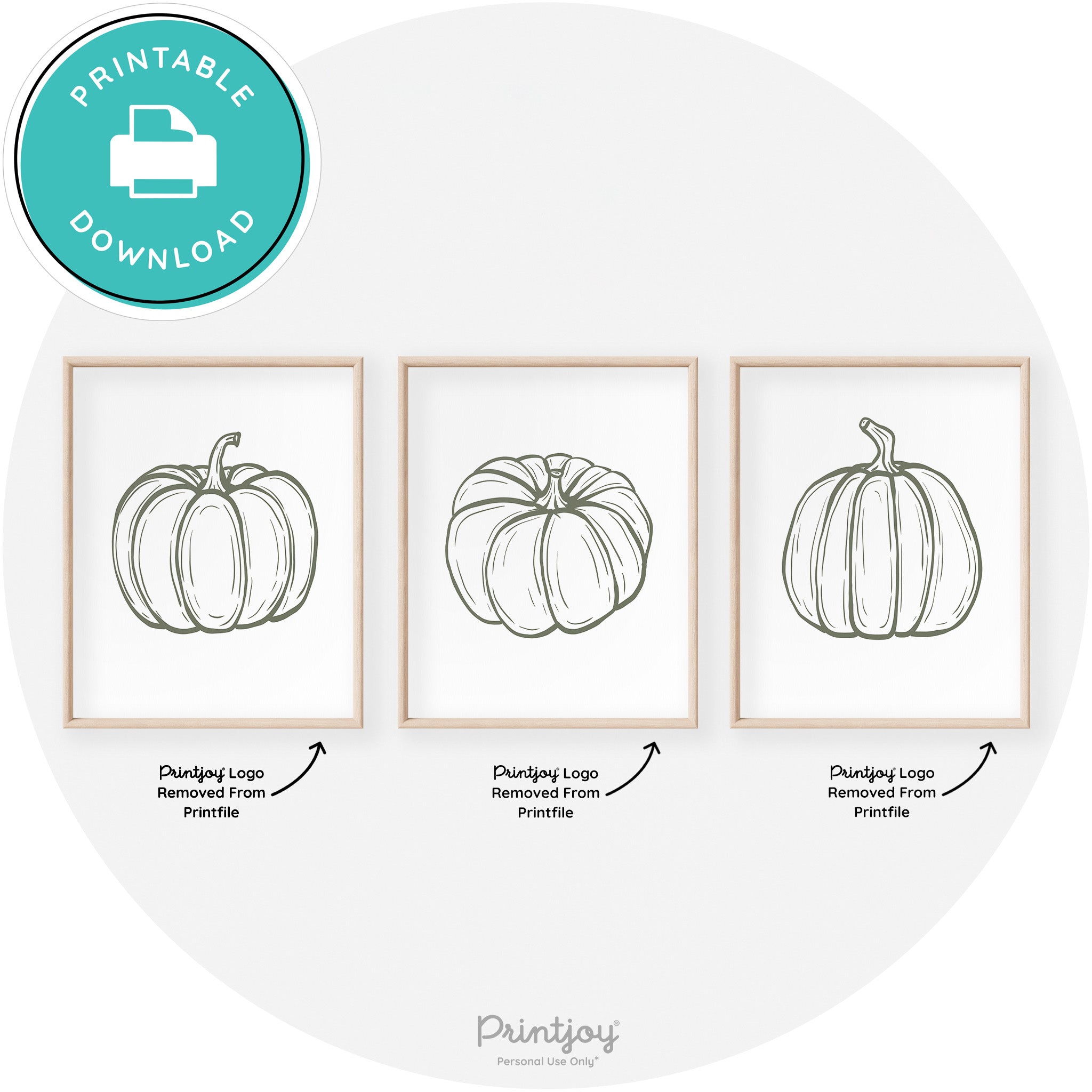 Pumpkin Drawings Set Of 3 Modern Transitional Wall Art Free Printable - Printjoy