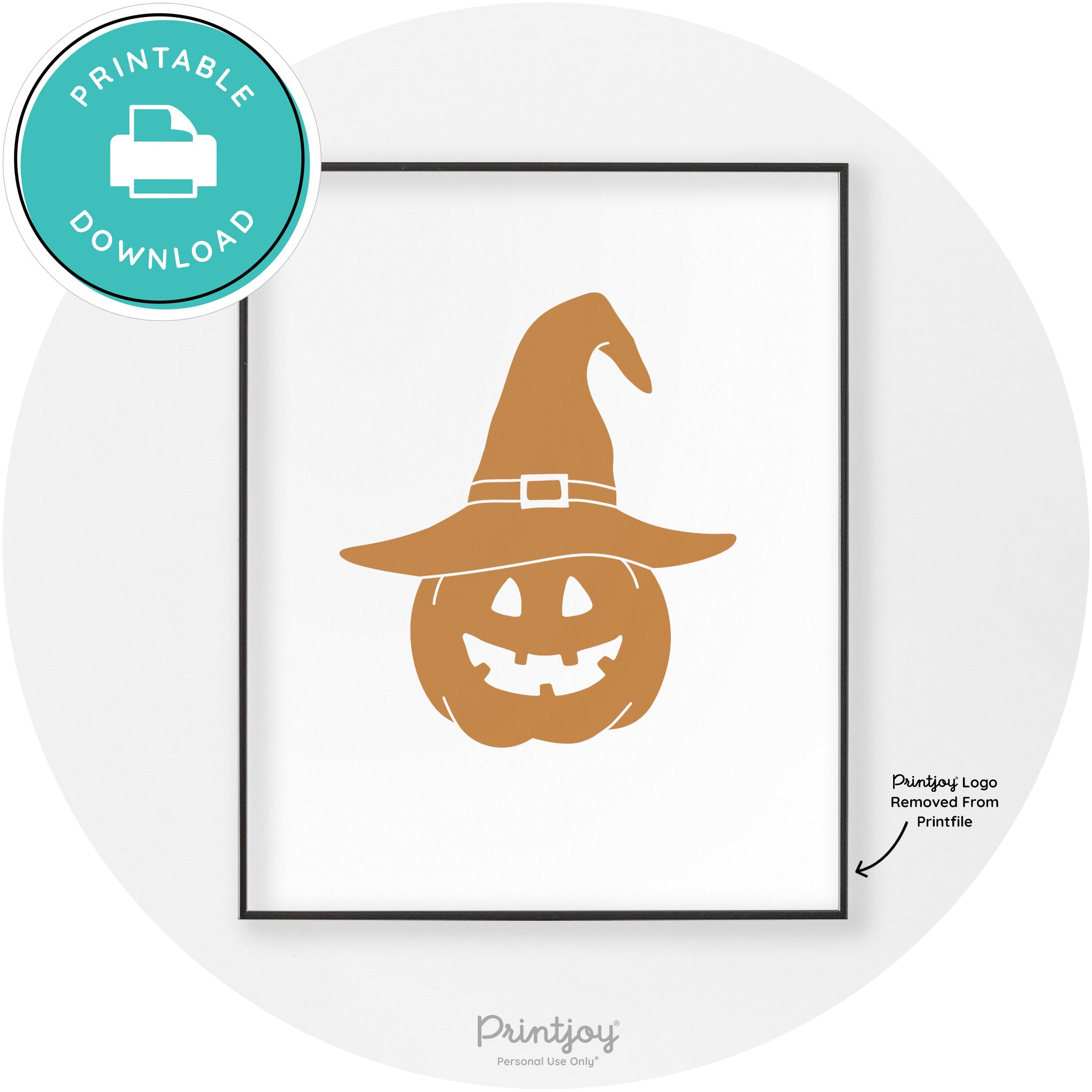 Halloween Cute Witch Jack O Lantern Chic Wall Art Printable - Printjoy