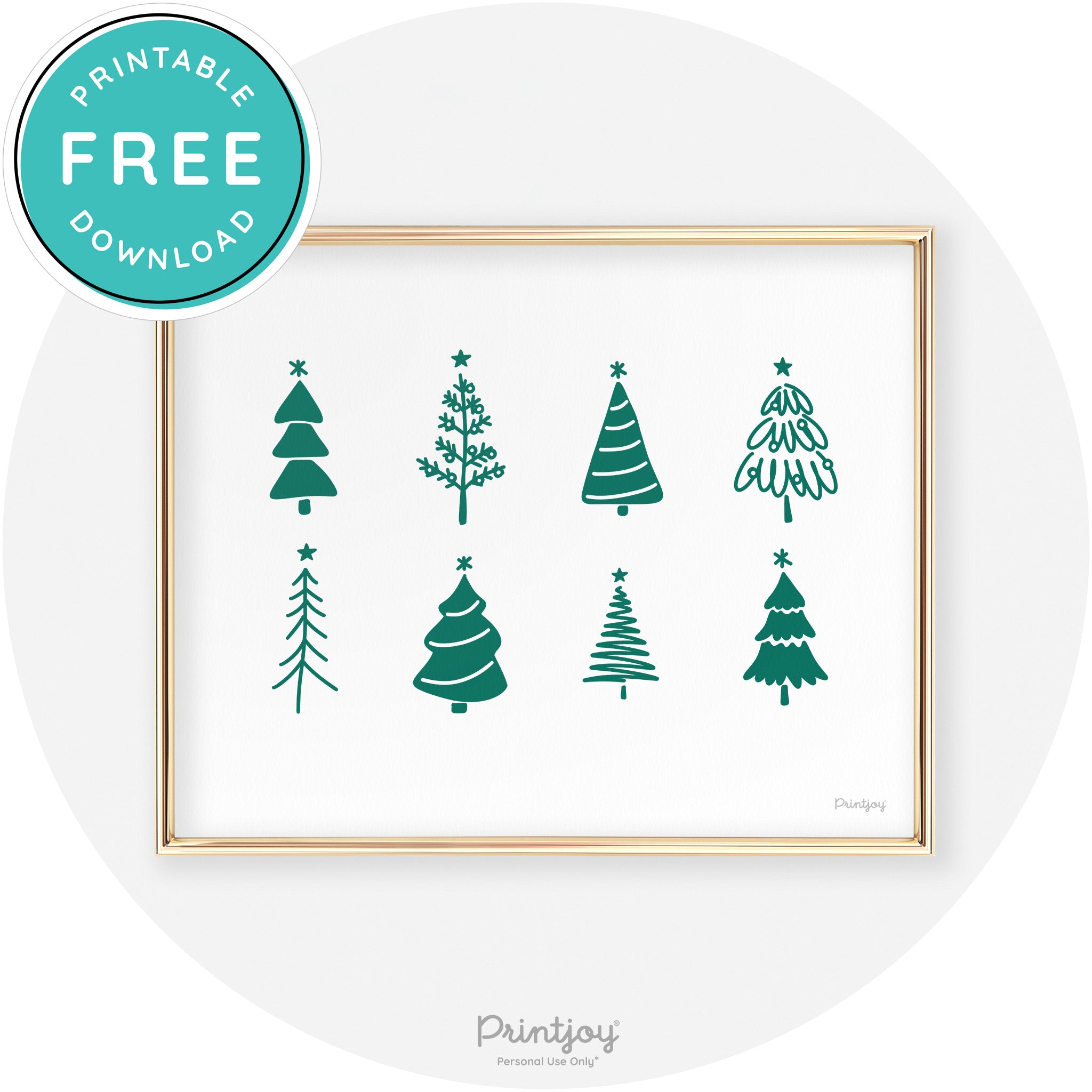 Christmas Trees Cute Modern Chic Wall Art Decor Free Printable - Printjoy