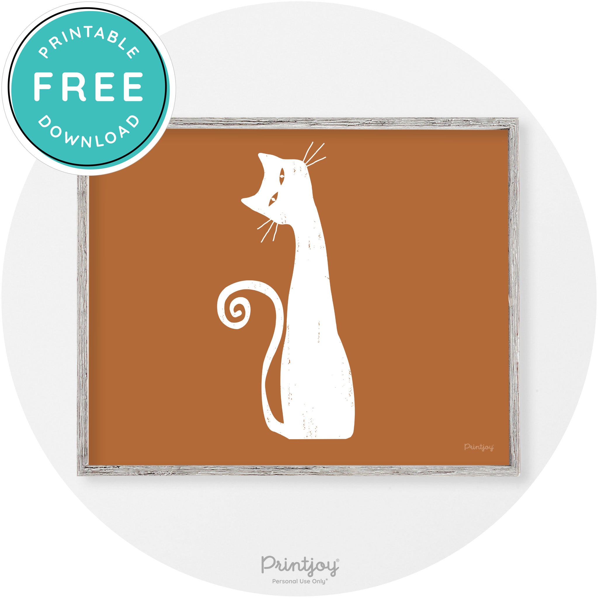 Creepy Skinny Cat Modern Vintage Halloween Wall Art Free Printable - Printjoy
