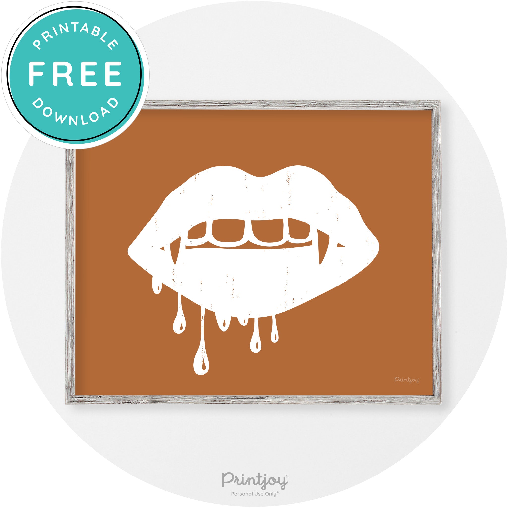 Dracula Fangs Teeth Modern Vintage Halloween Wall Art Free Printable - Printjoy