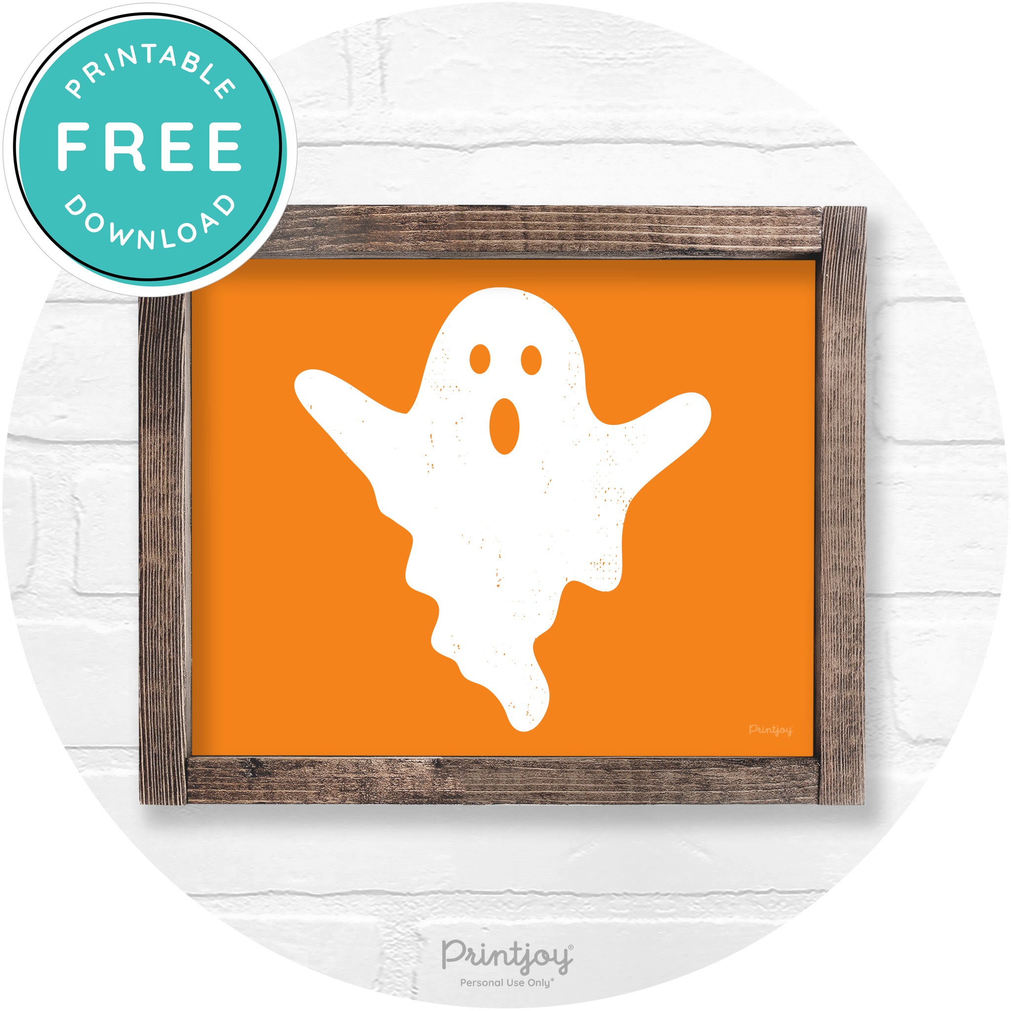 Halloween Cute Ghost Rustic Farmhouse Wall Art Free Printable - Printjoy