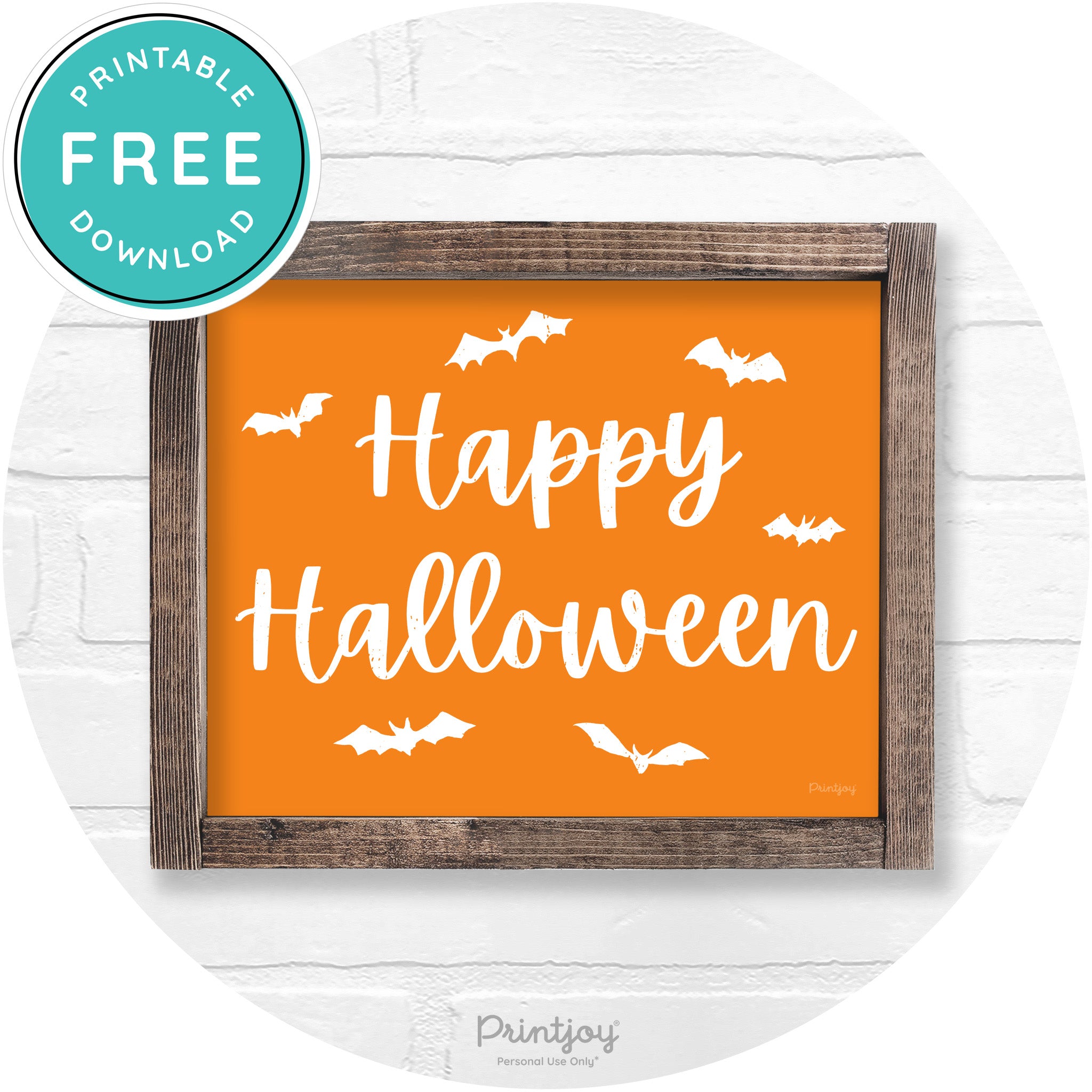 Happy Halloween Bats Rustic Farmhouse Wall Art Free Printable - Printjoy