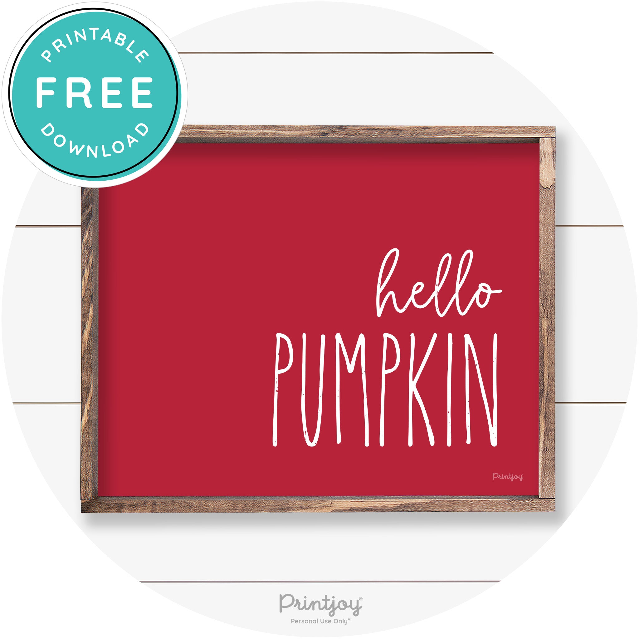 Hello Pumpkin Cute Fun Simple Farmhouse Wall Art Free Printable - Printjoy