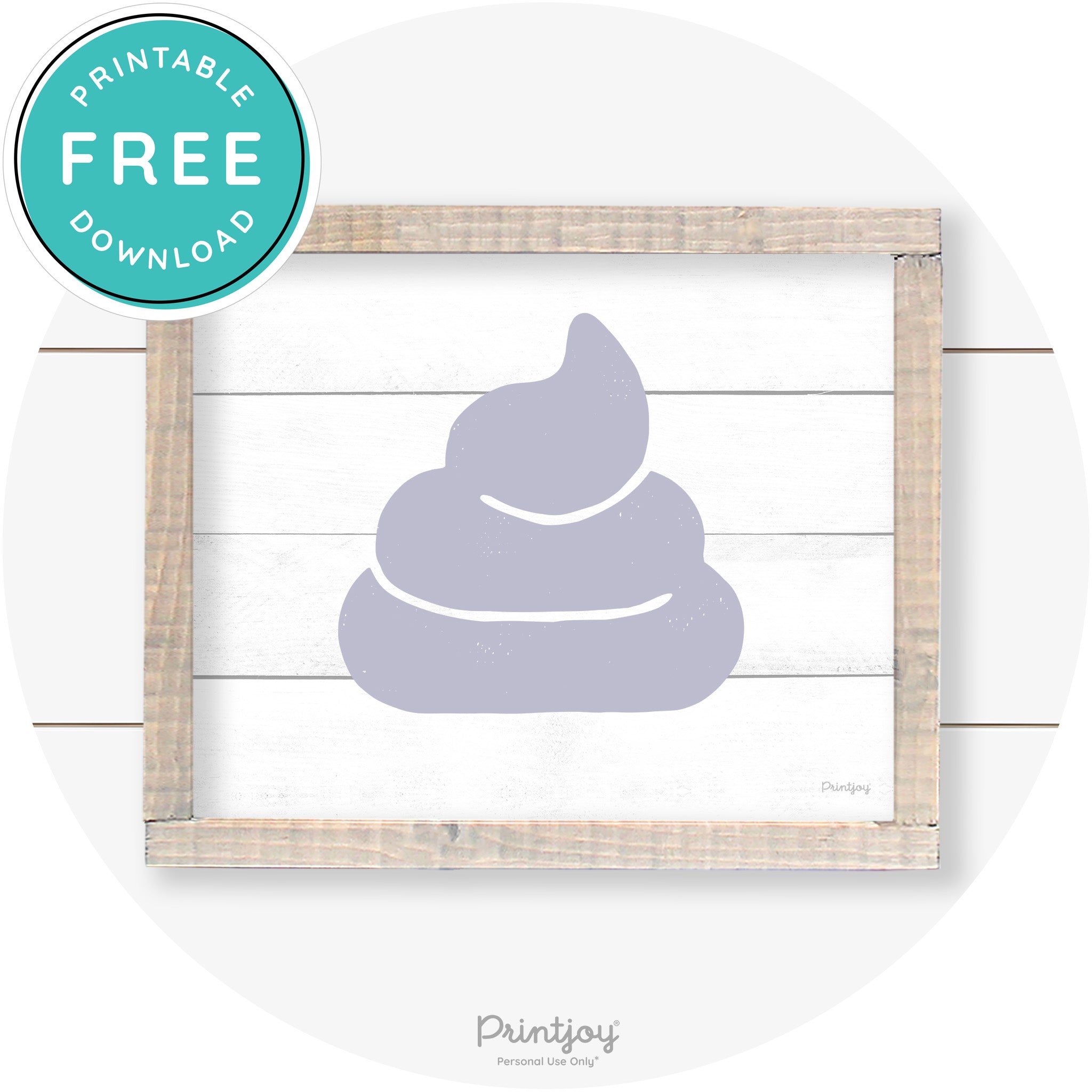 Poop Emoji Silhouette Funny Bathroom Sign Wall Art Free Printable - Printjoy