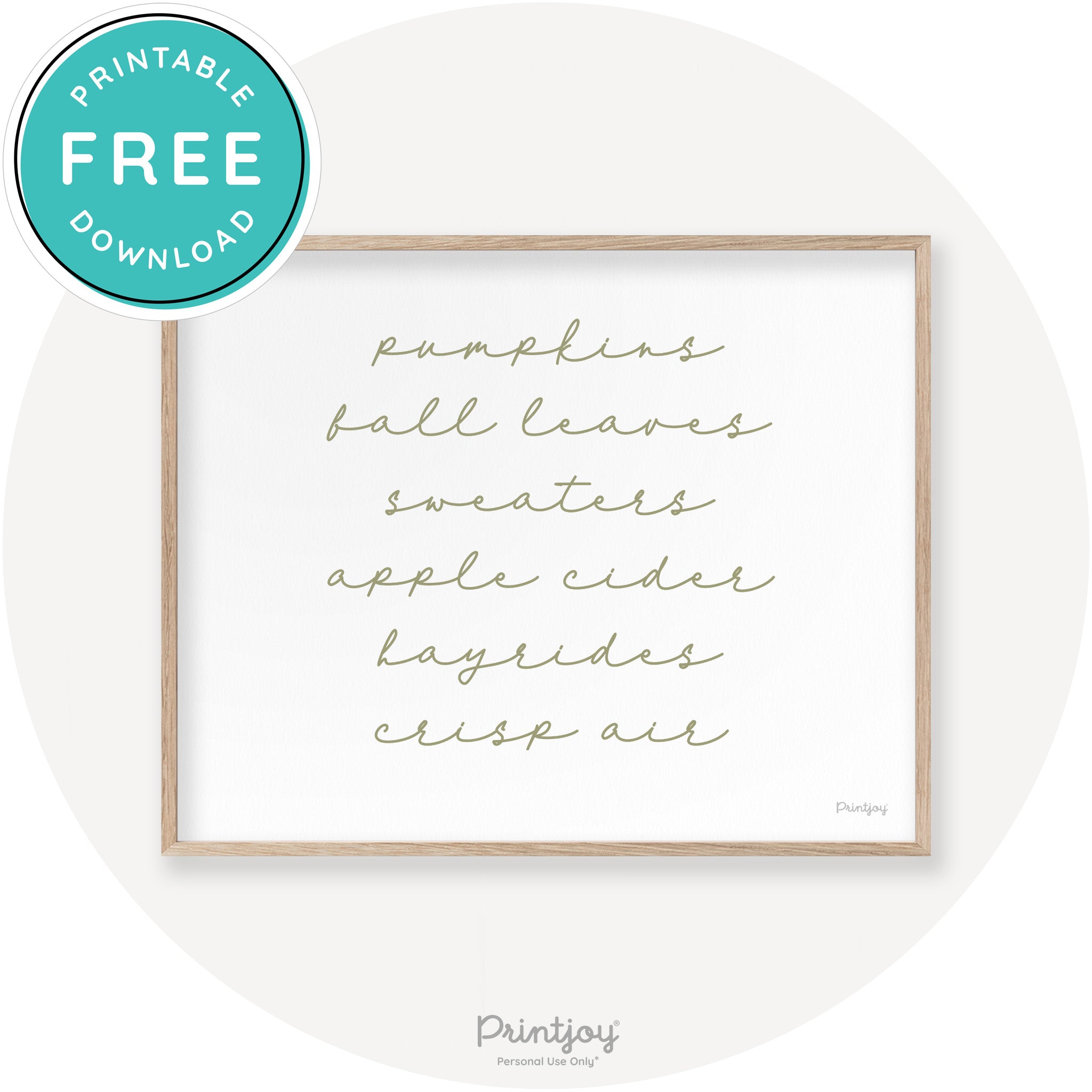 Fall Favorite Things Cute Modern Chic Decor Wall Art Printable - Printjoy