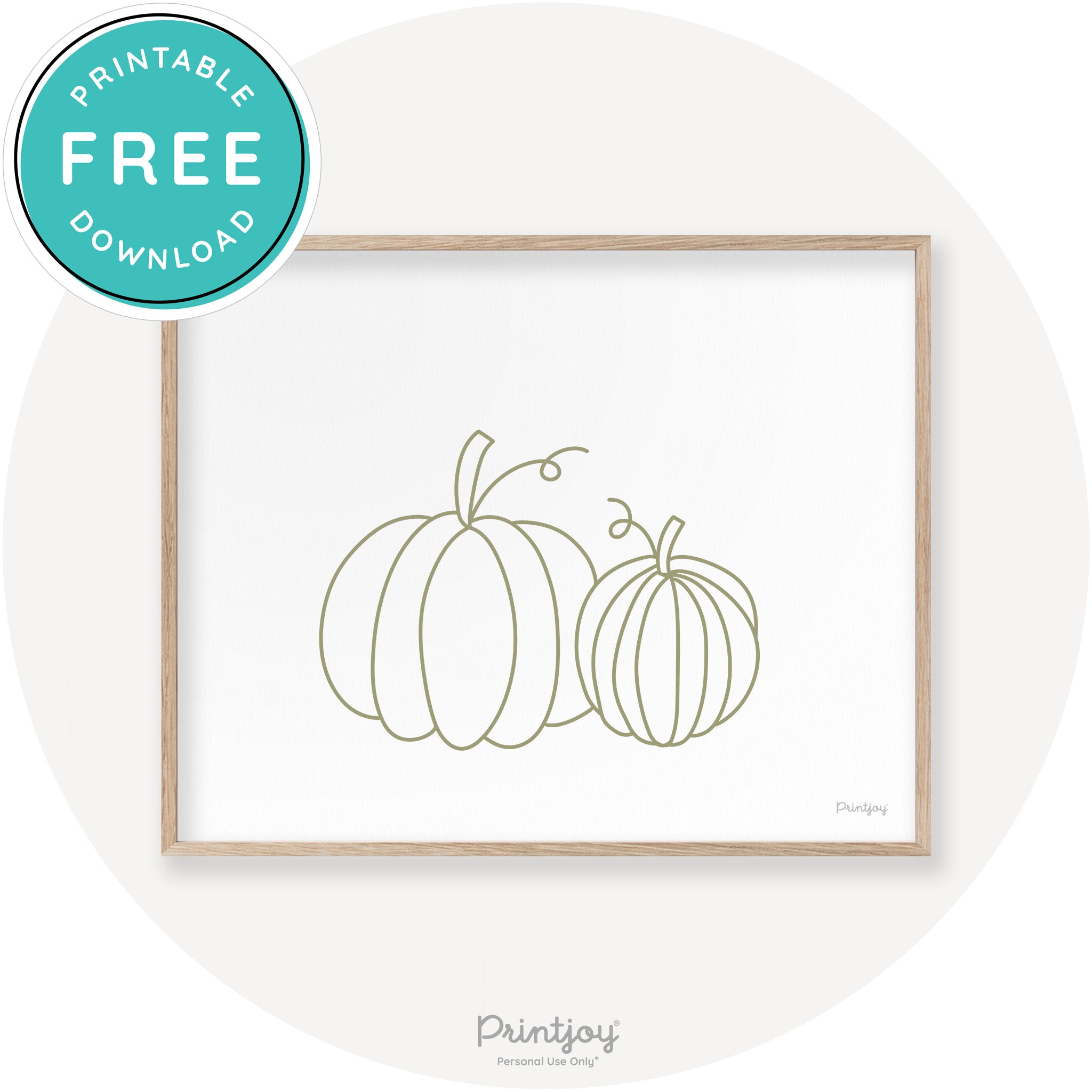 Pumpkin Pair Line Art Cute Fall Modern Chic Wall Art Printable - Printjoy