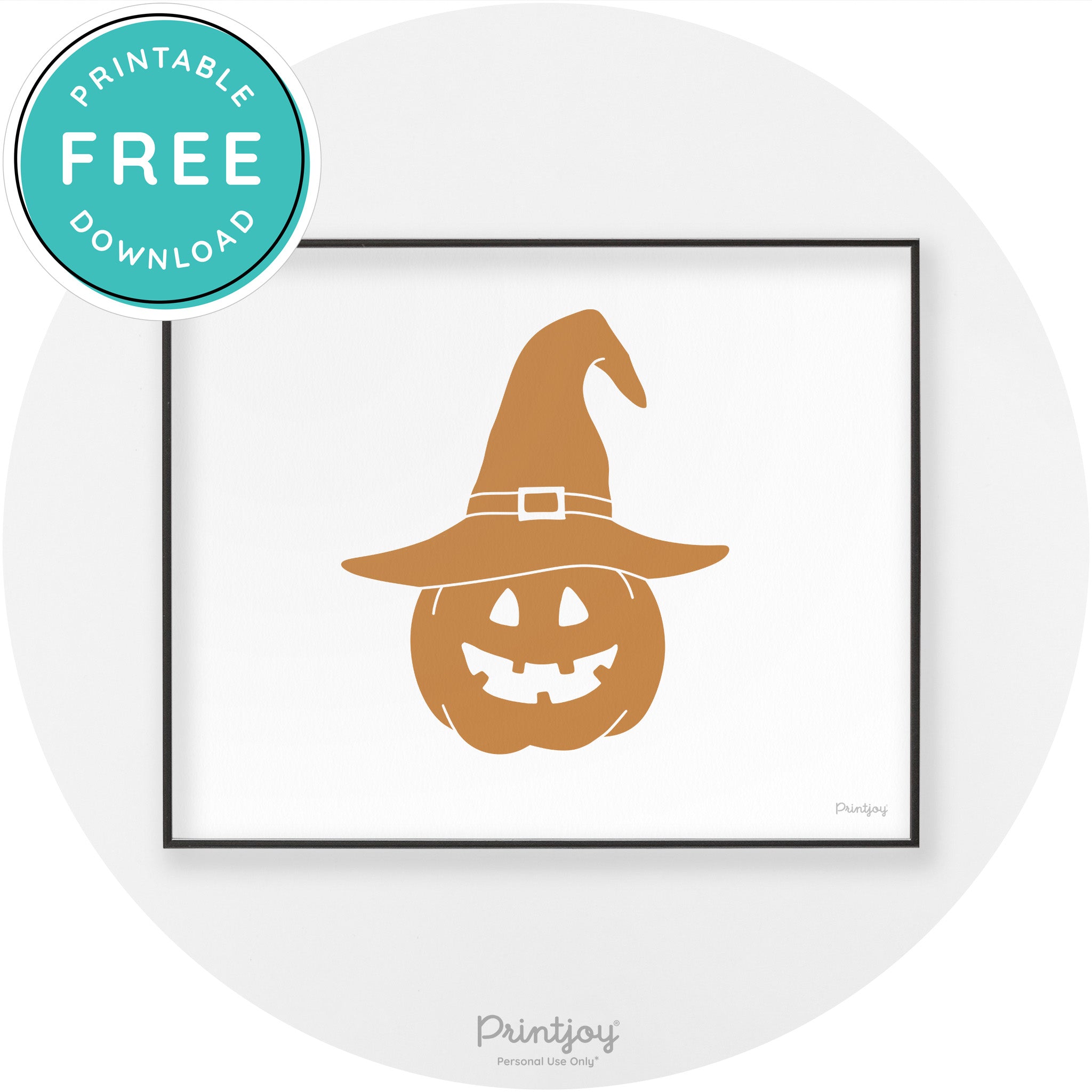 Halloween Cute Witch Jack O Lantern Chic Wall Art Printable - Printjoy