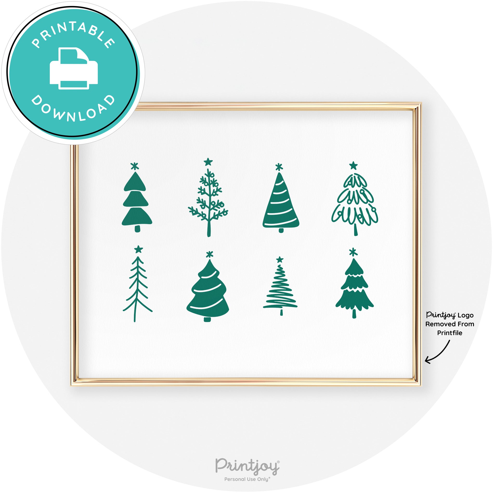 Christmas Trees Cute Modern Chic Wall Art Decor Free Printable - Printjoy