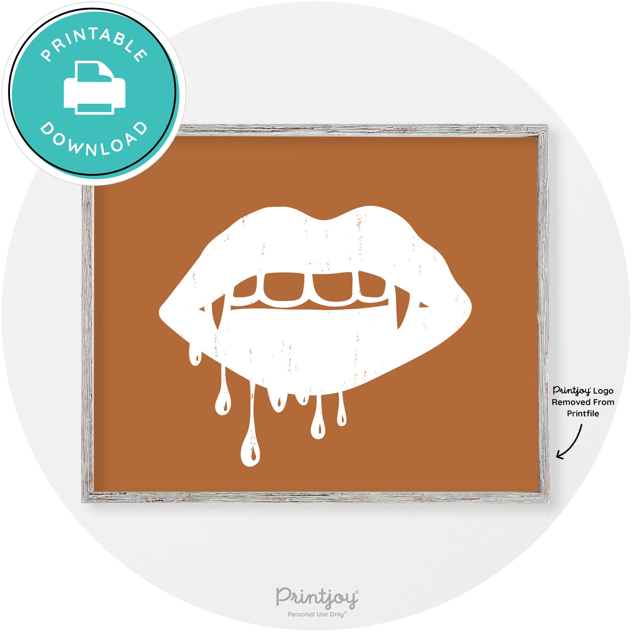 Dracula Fangs Teeth Modern Vintage Halloween Wall Art Free Printable - Printjoy