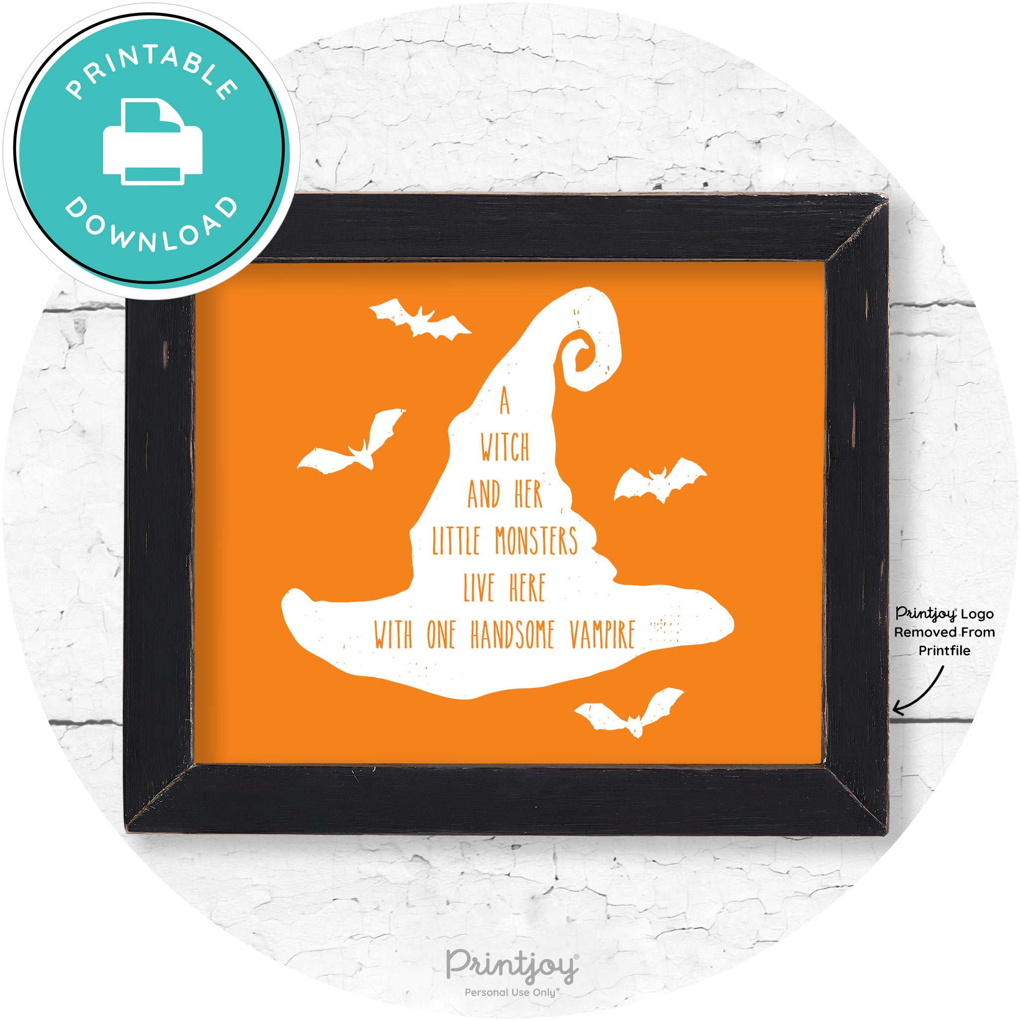 Fun Halloween Family Farmhouse Witch Hat Wall Art Free Printable - Printjoy