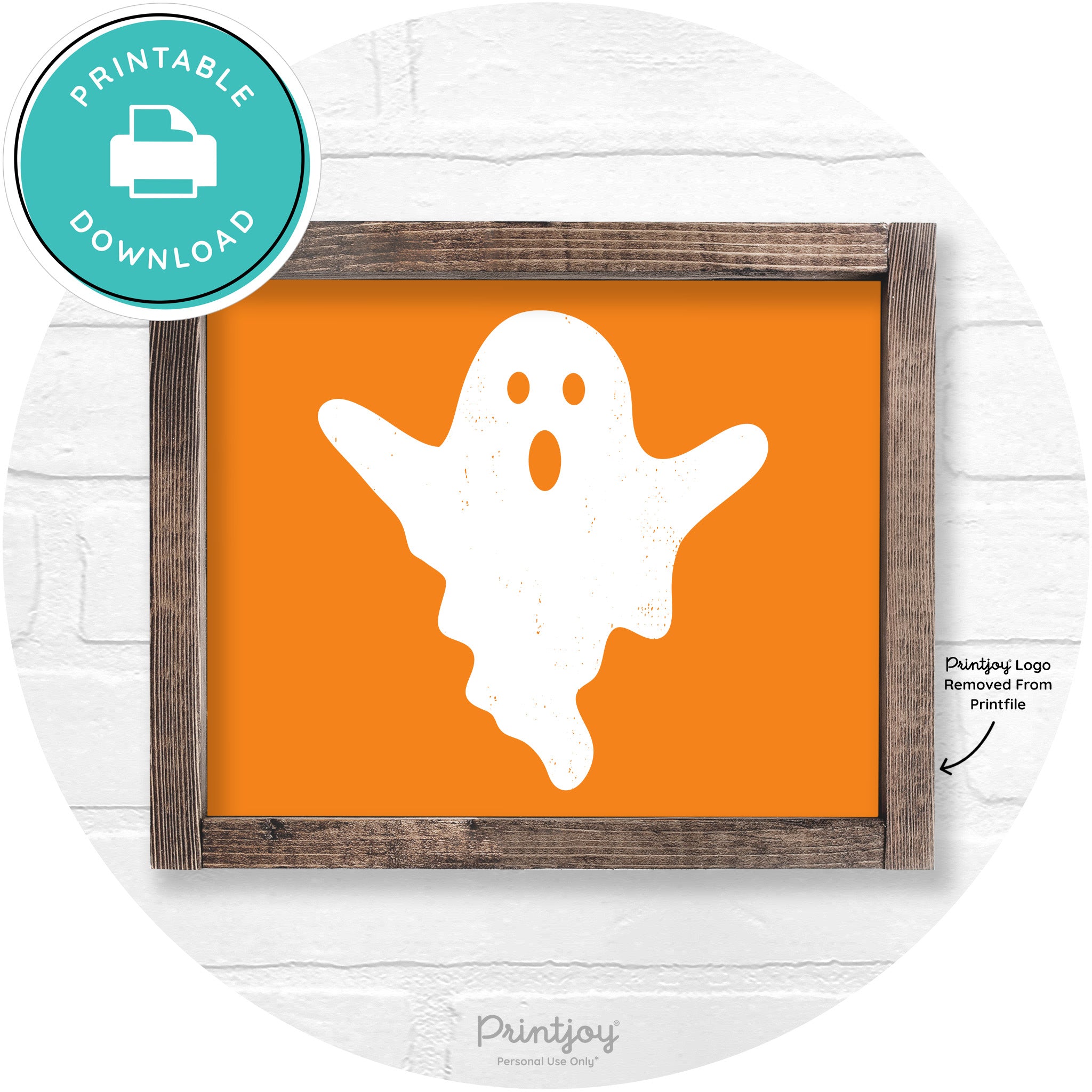 Halloween Cute Ghost Rustic Farmhouse Wall Art Free Printable - Printjoy