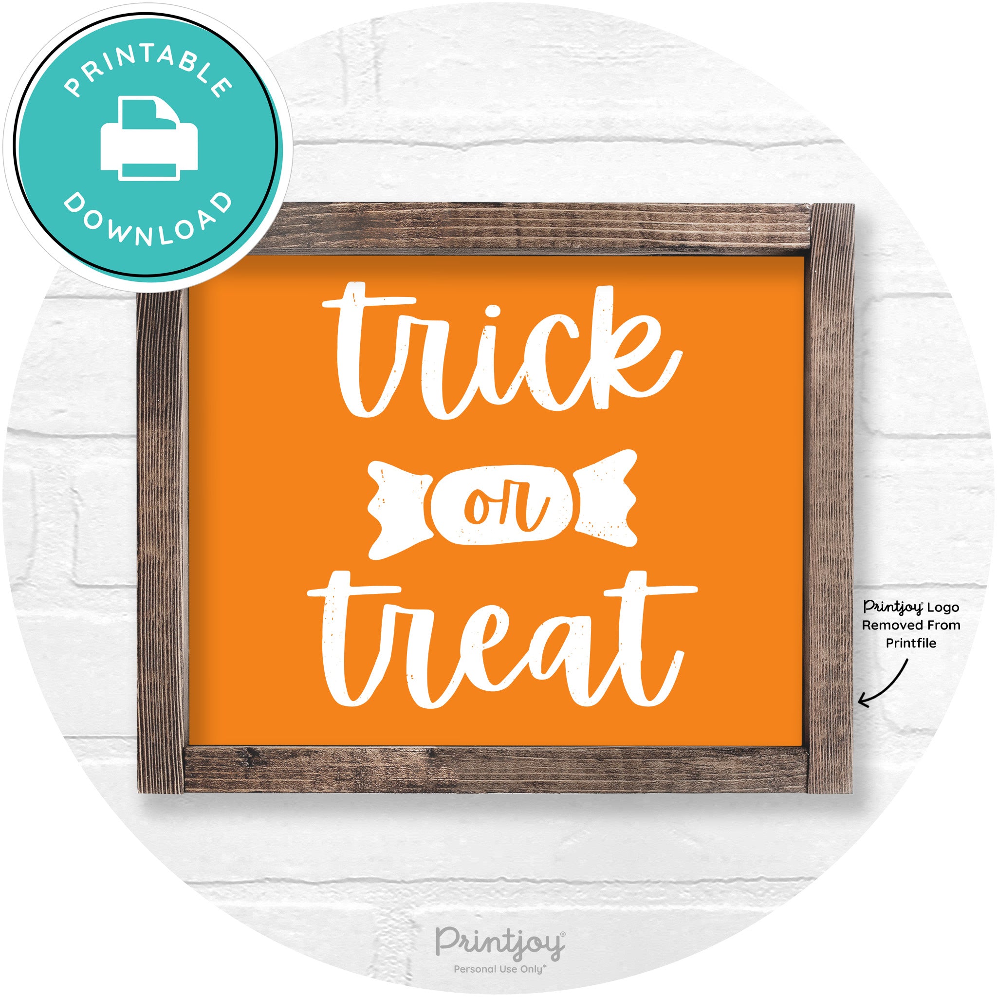 Trick Or Treat Halloween Rustic Farmhouse Wall Art Free Printable - Printjoy