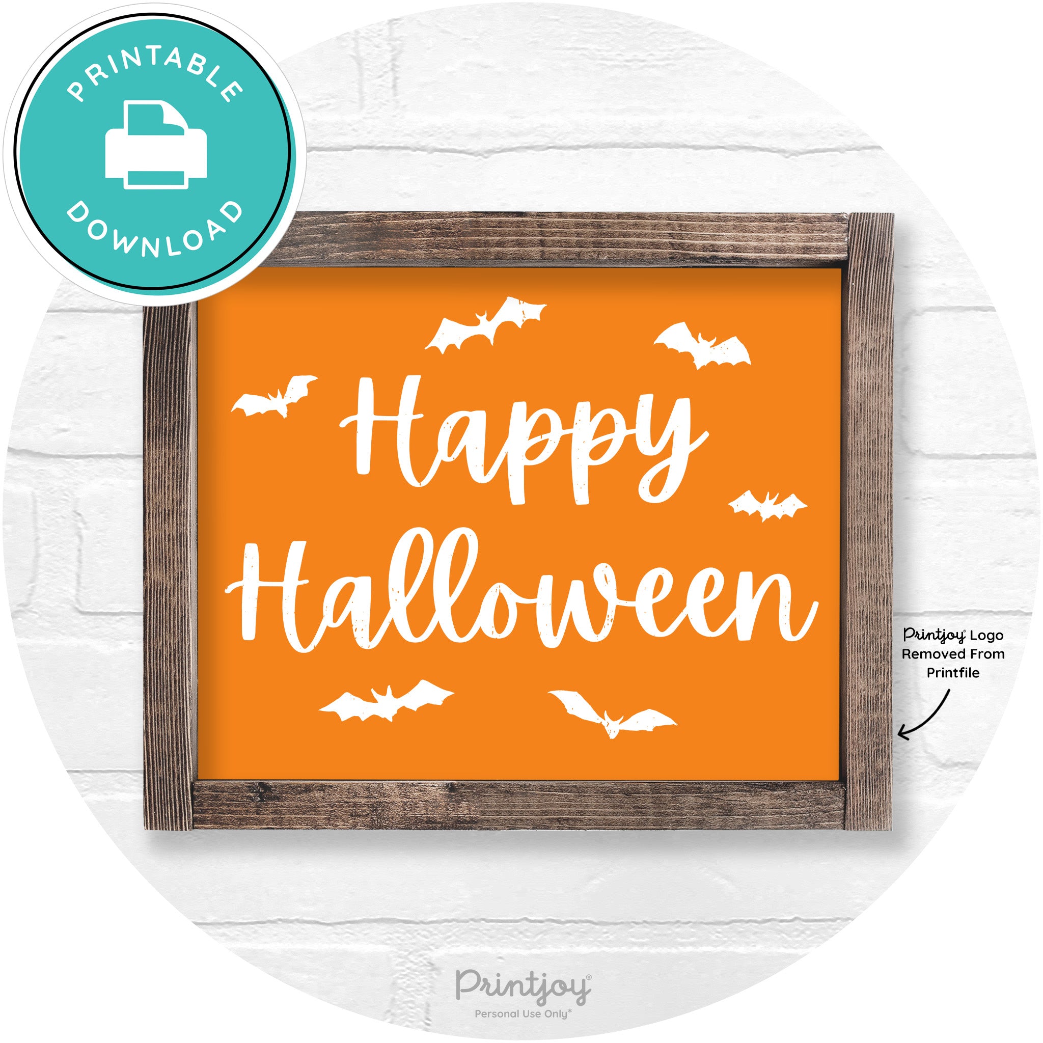 Happy Halloween Bats Rustic Farmhouse Wall Art Free Printable - Printjoy