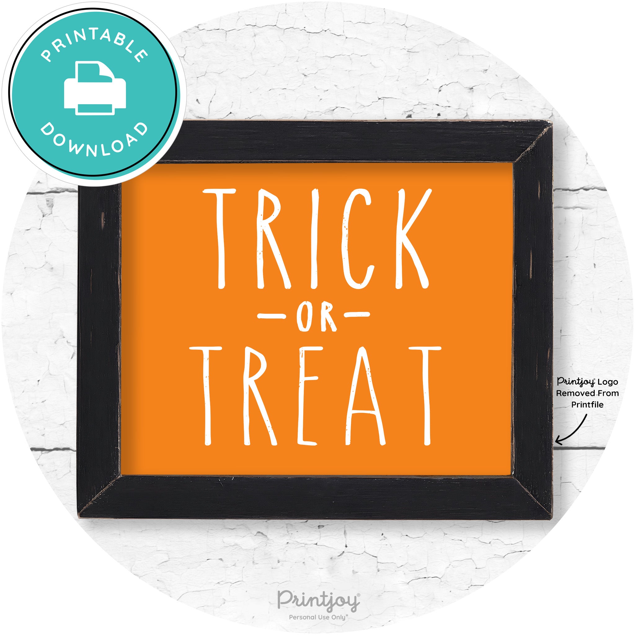 Trick Or Treat Lettering Farmhouse Halloween Wall Art Free Printable - Printjoy