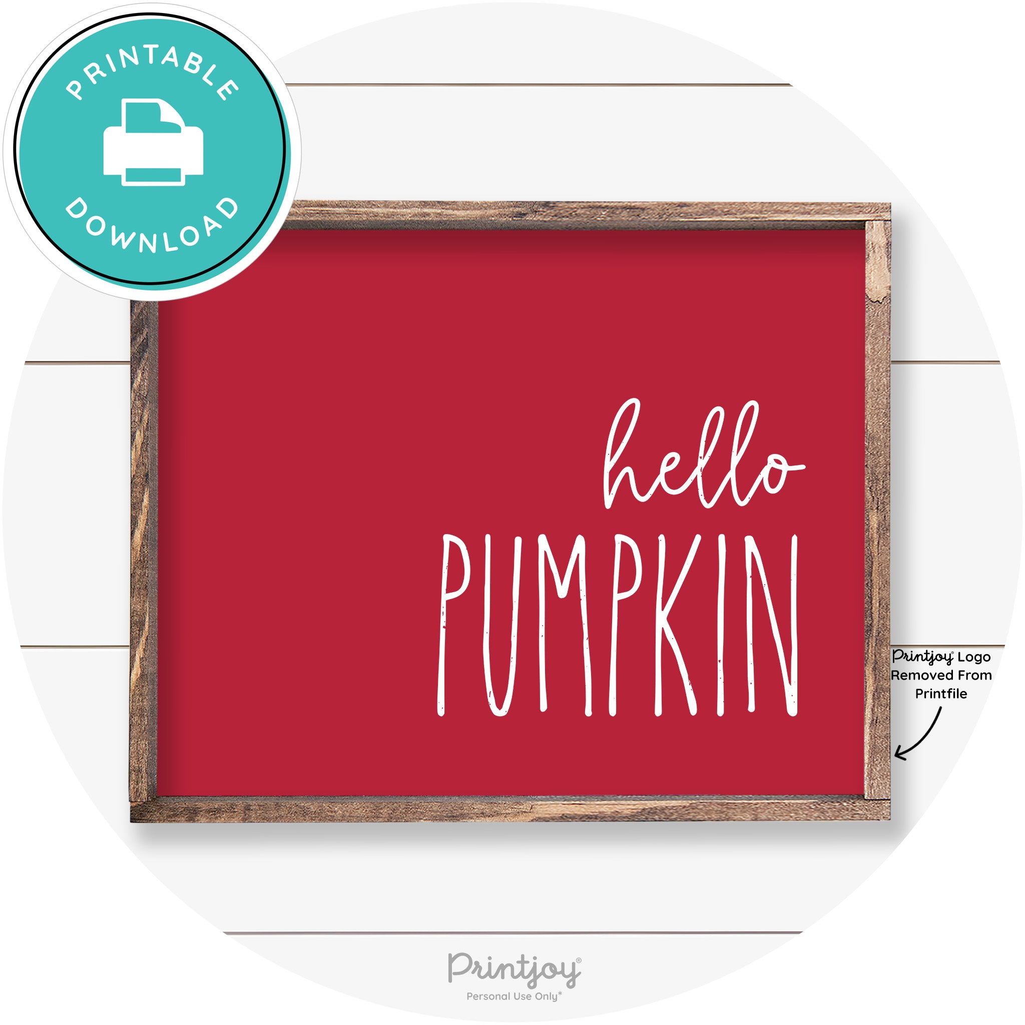 Hello Pumpkin Cute Fun Simple Farmhouse Wall Art Free Printable - Printjoy