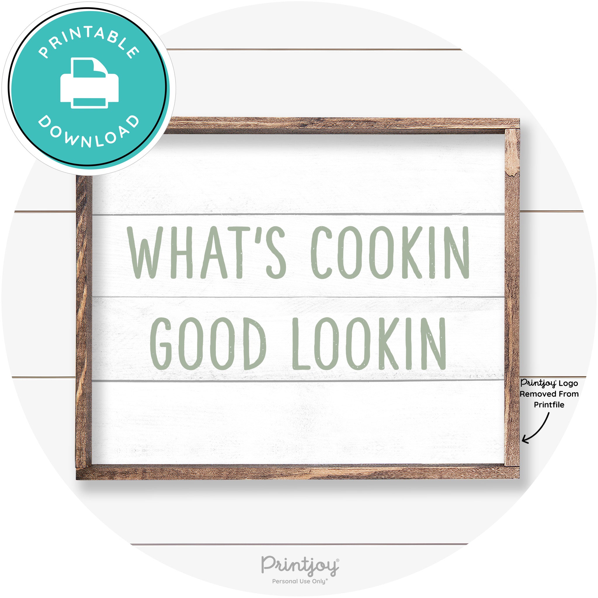 What's Cookin Good Lookin Farmhouse Kitchen Wall Art Free Printable - Printjoy