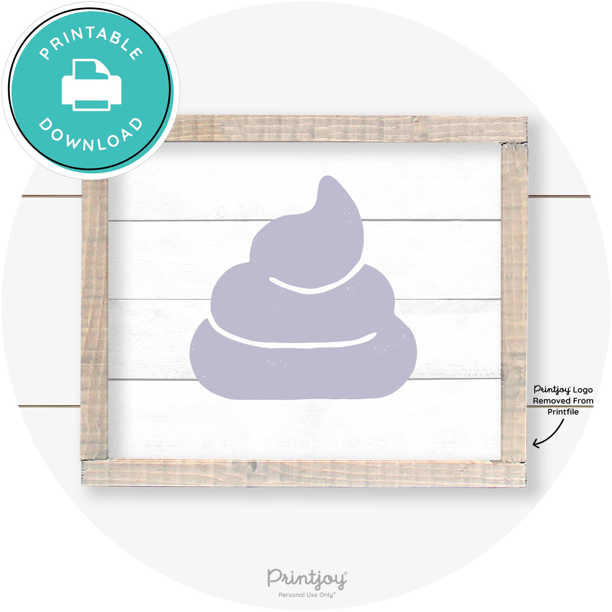 Poop Emoji Silhouette Funny Bathroom Sign Wall Art Free Printable - Printjoy