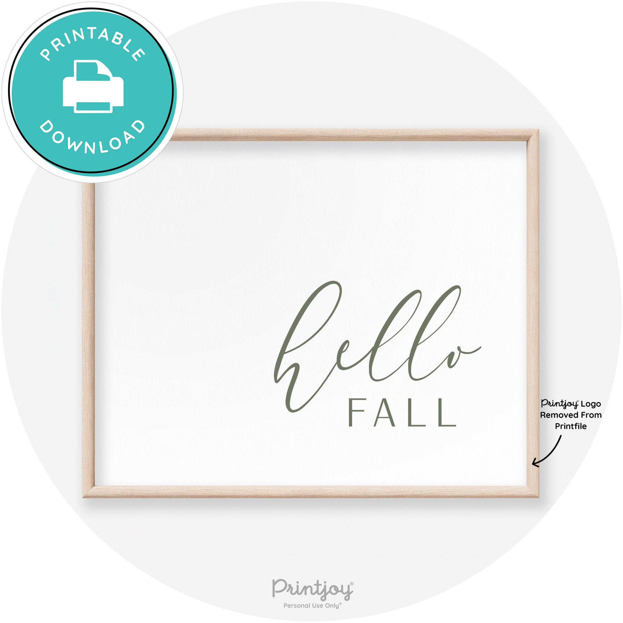 Hello Fall Cursive Modern Transitional Fall Wall Art Decor Free Printable - Printjoy