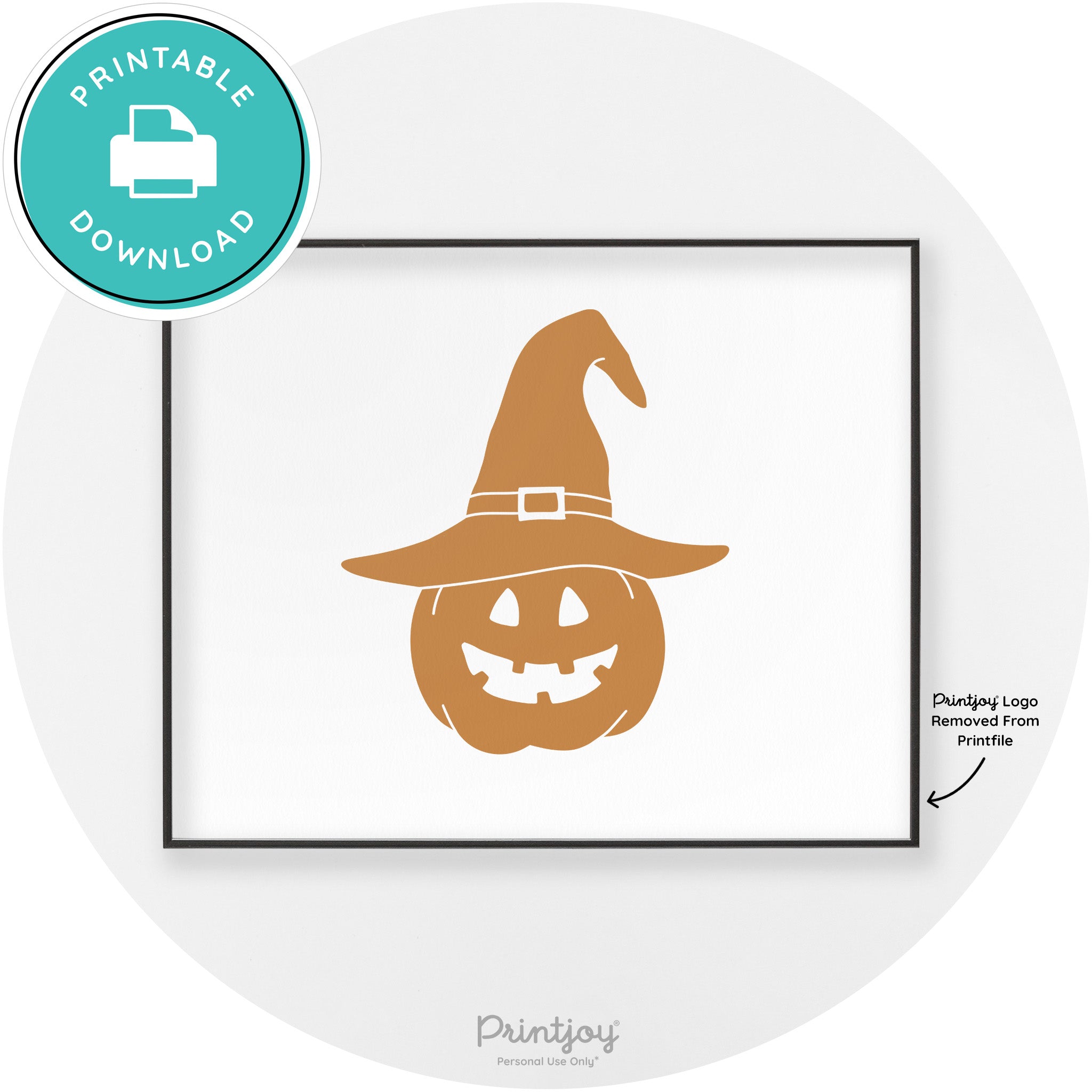 Halloween Cute Witch Jack O Lantern Chic Wall Art Printable - Printjoy