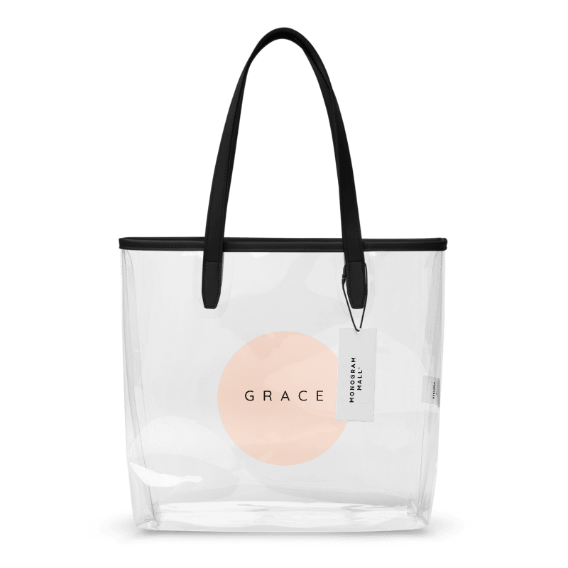 Dainty Circle Personalized Monogram Name Clear Tote Bag - Printjoy