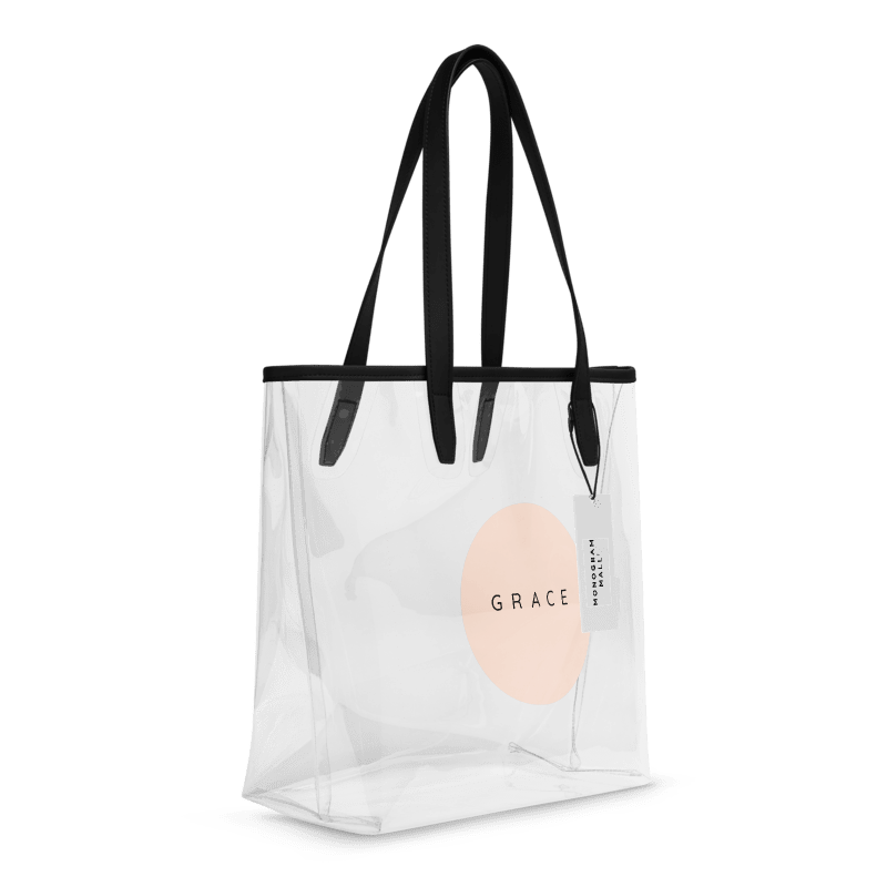 Dainty Circle Personalized Monogram Name Clear Tote Bag - Printjoy