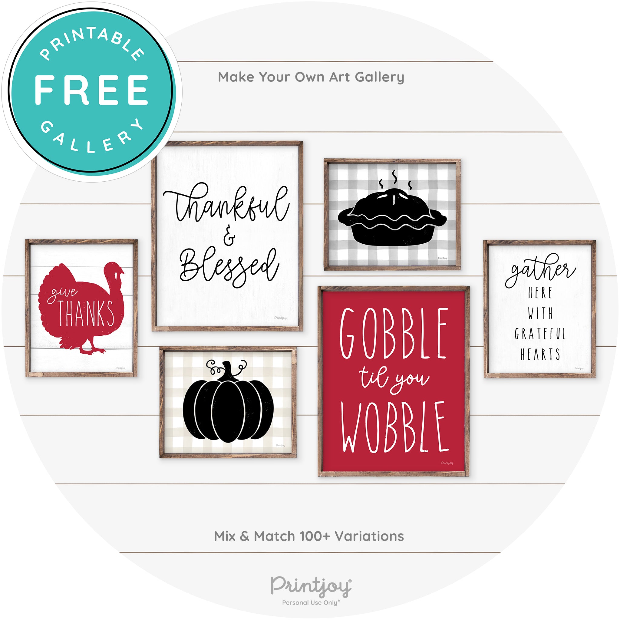 Give Thanks Turkey Thanksgiving Farmhouse Wall Art Free Printable - Printjoy