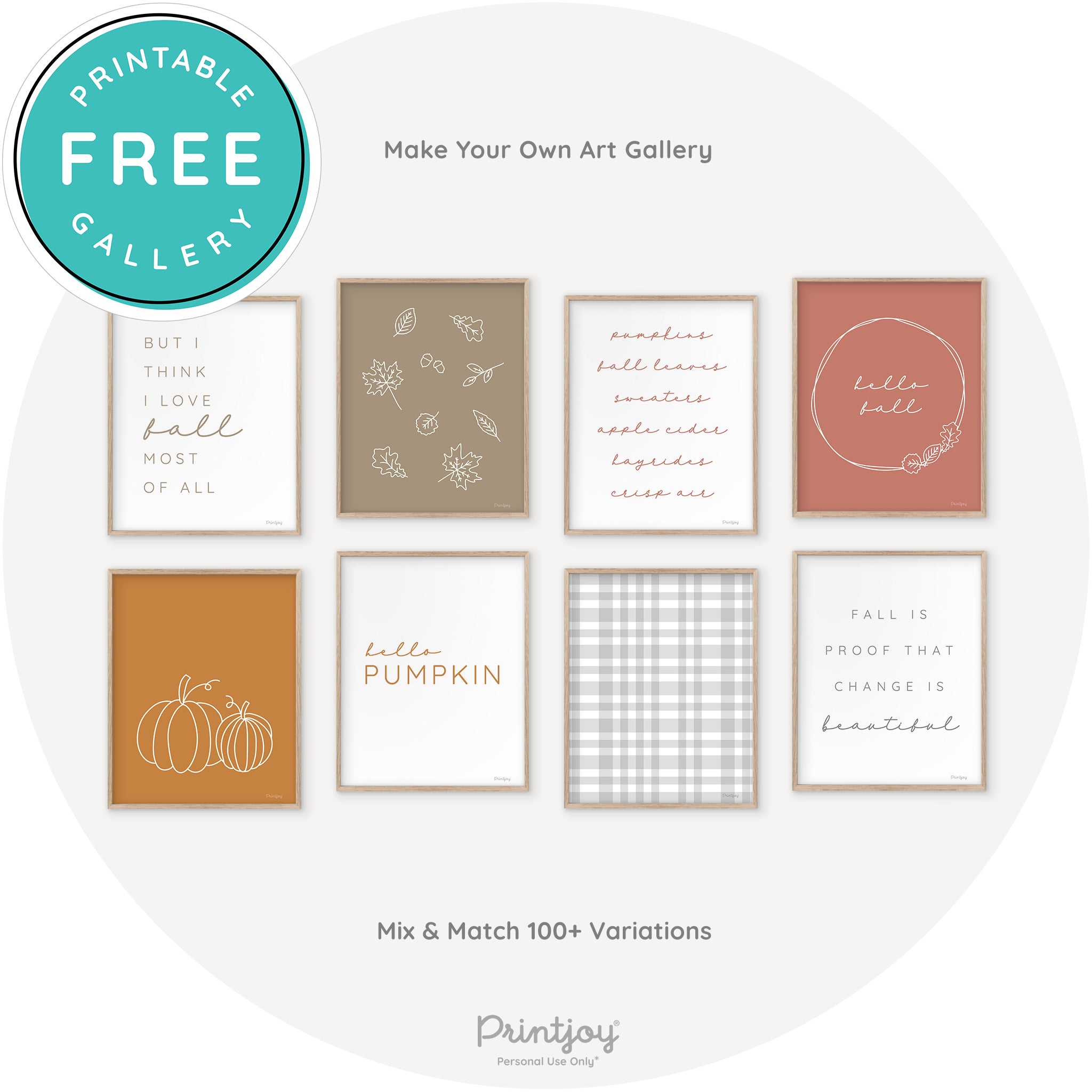 Fall Leaves Line Art Cute Fall Modern Chic Wall Art Free Printable - Printjoy