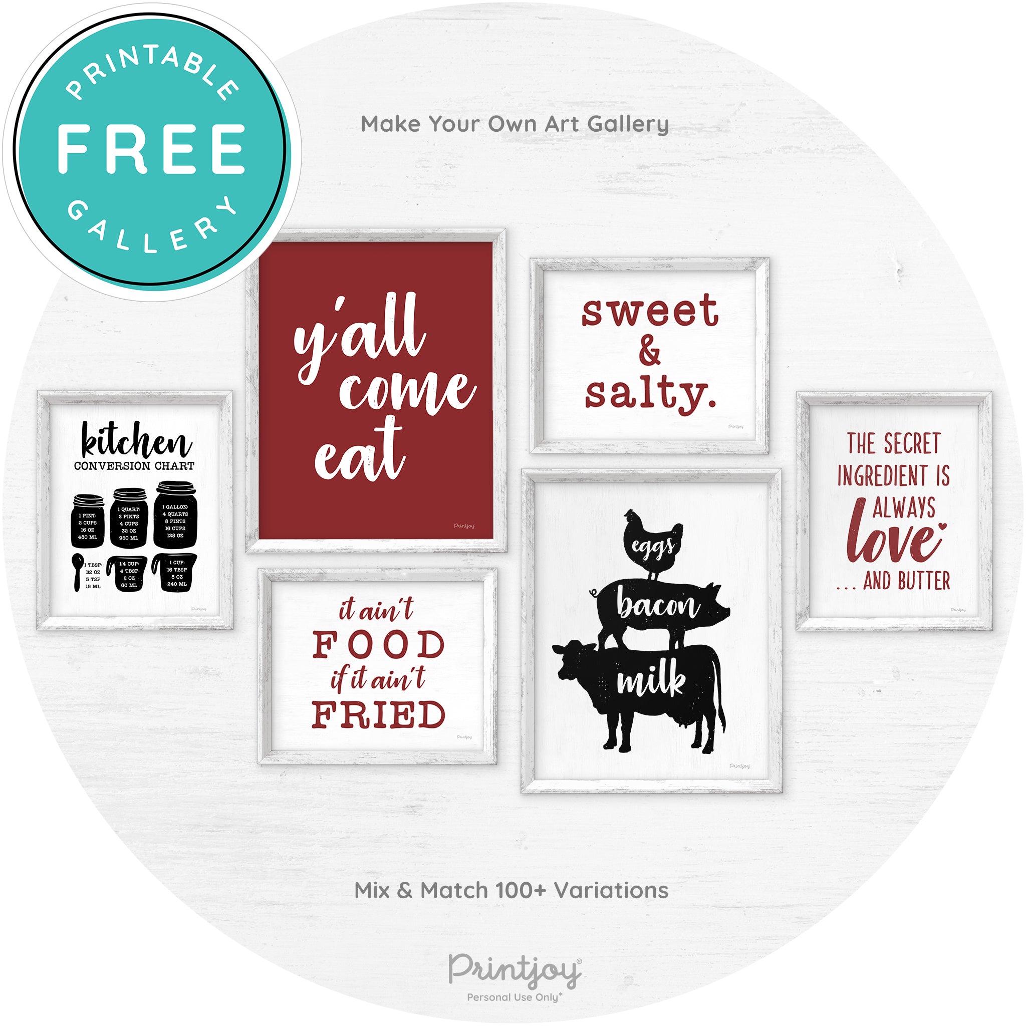 Stacked Farm Animals Eggs Bacon Milk Farmhouse Art Free Printable