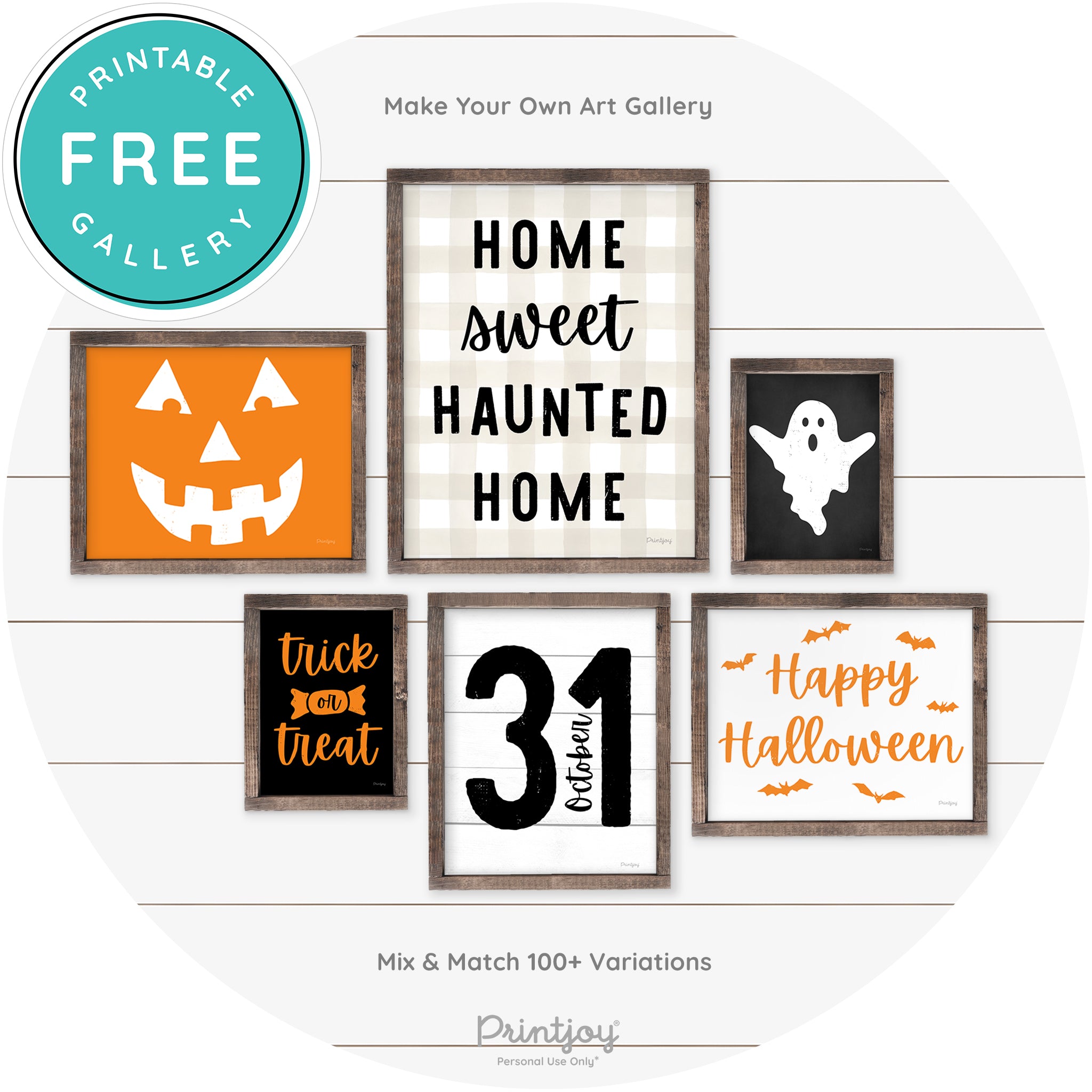 Jack O Lantern Halloween Rustic Farmhouse Wall Art Free Printable - Printjoy
