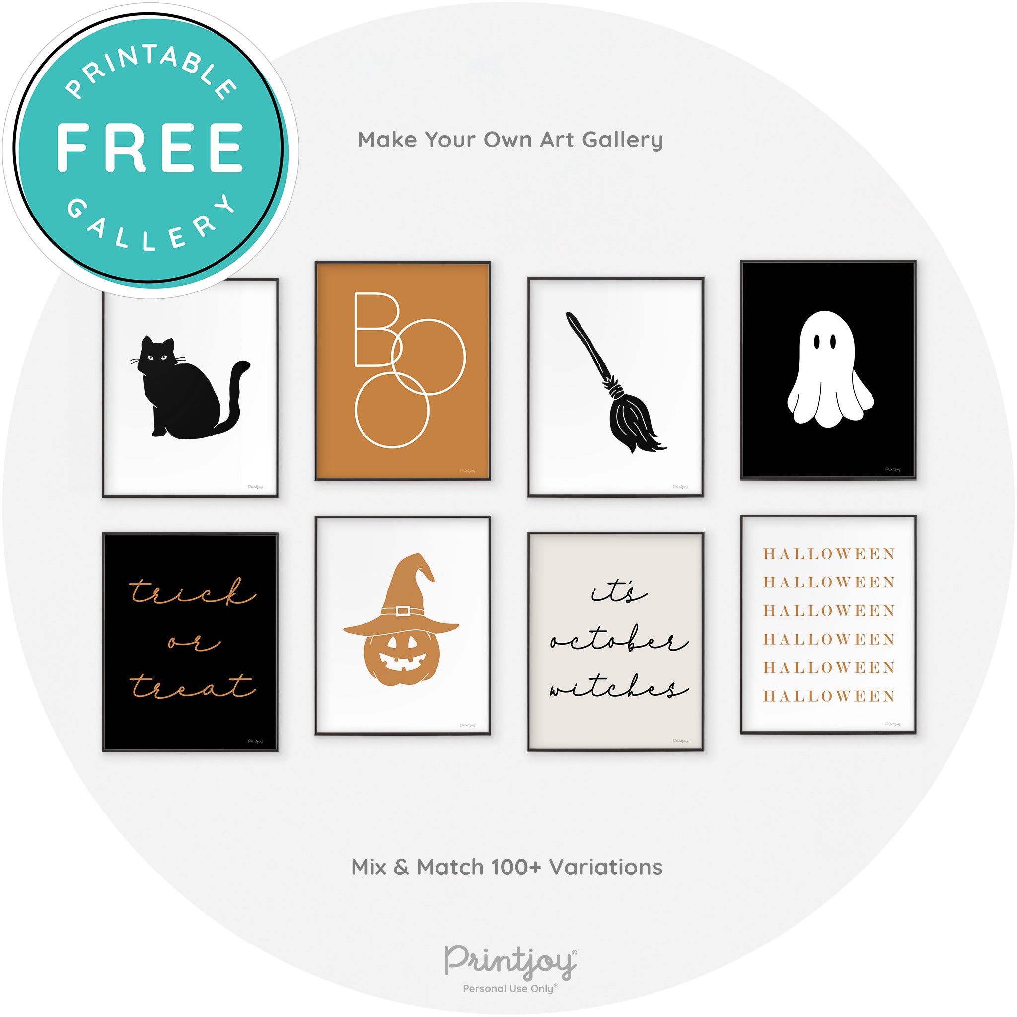 Witches Broom Halloween Cute Modern Chic Wall Art Free Printable - Printjoy