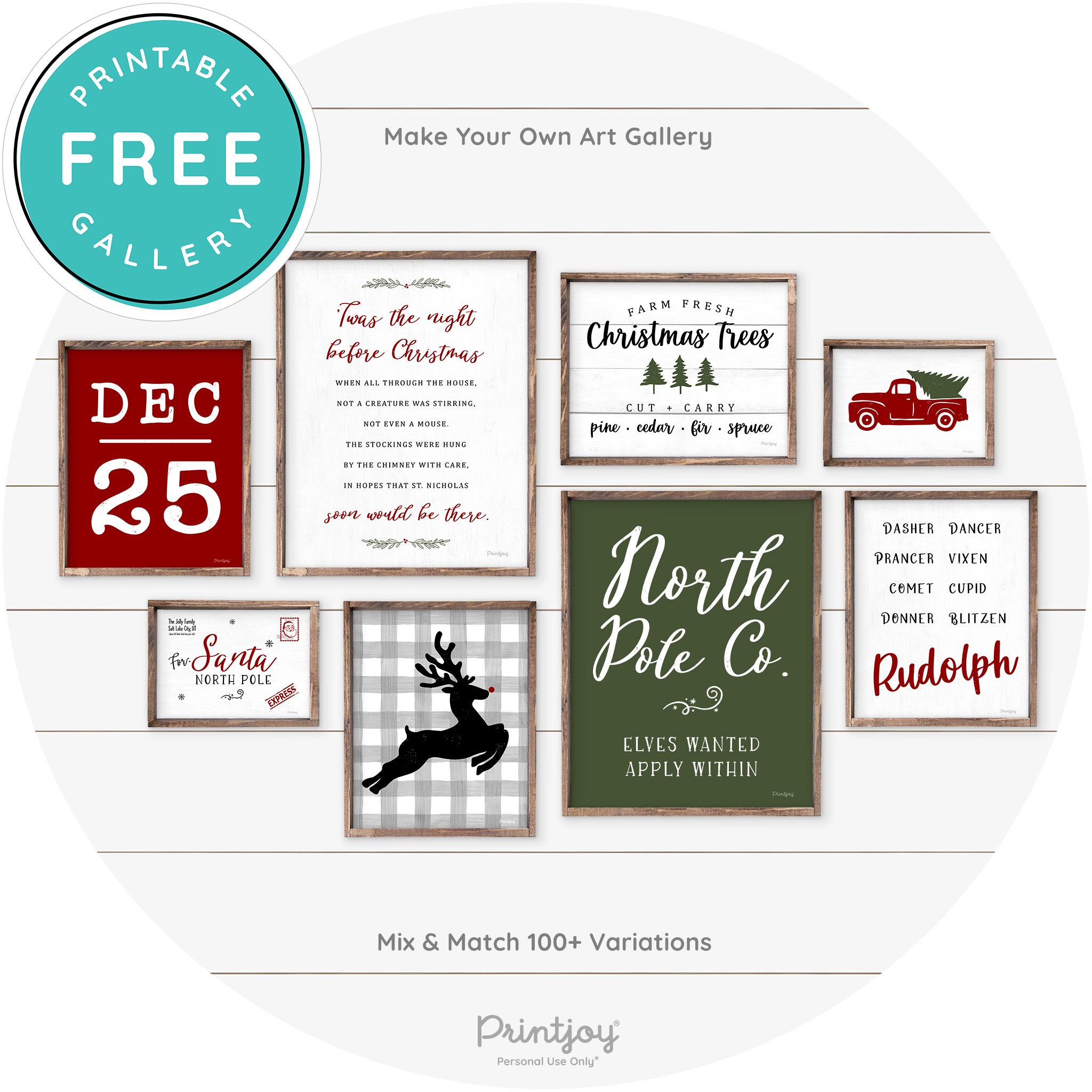 Dec 25 Christmas Rustic Farmhouse Wall Art Decor Free Printable