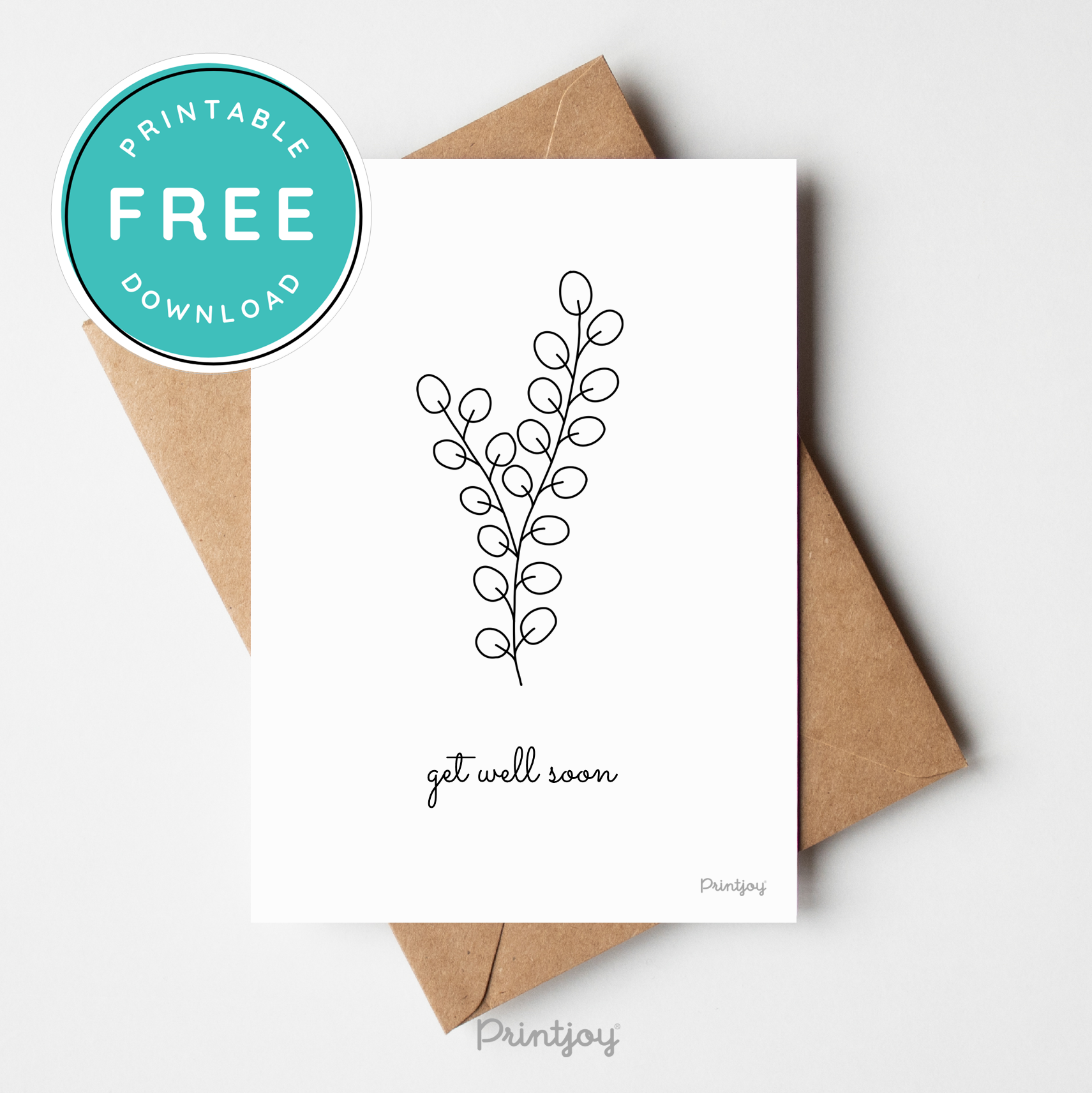 Get Well Soon Greeting Card Lovely Floral Line Art Free Printable - Printjoy