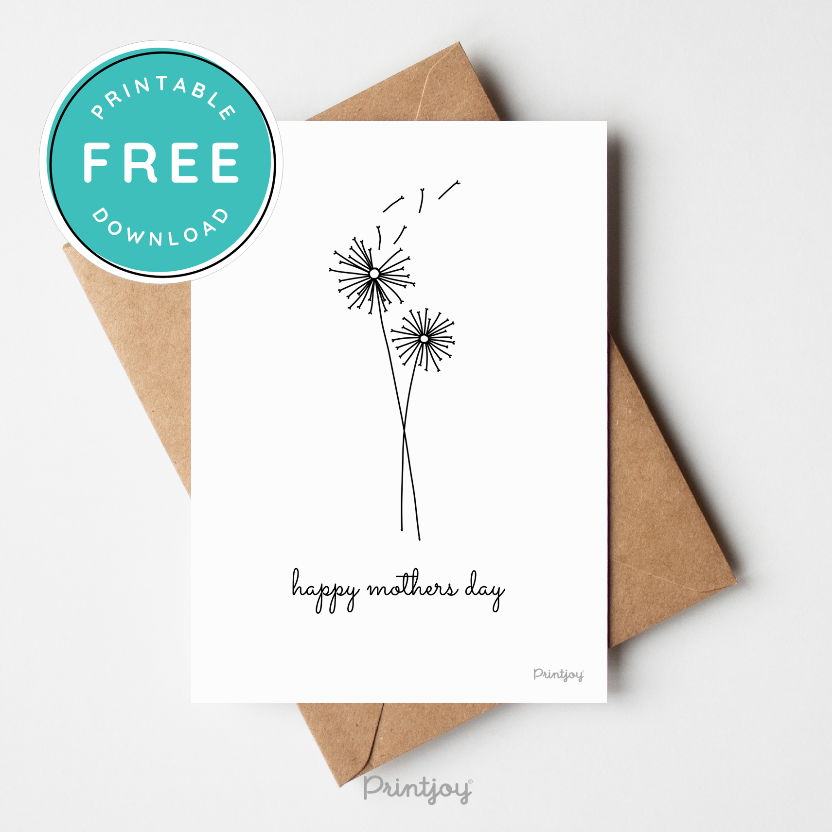 Happy Mothers Day Greeting Card Lovely Floral Line Art Free Printable - Printjoy