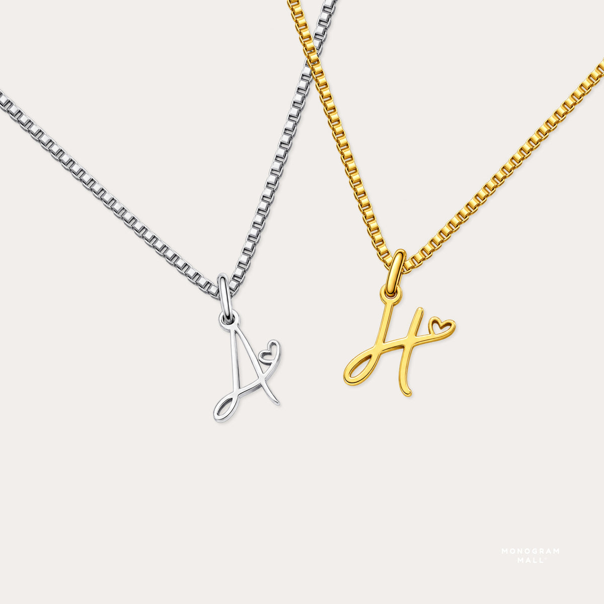 Cursive Initial Heart Dainty Minimal Personalized Necklace