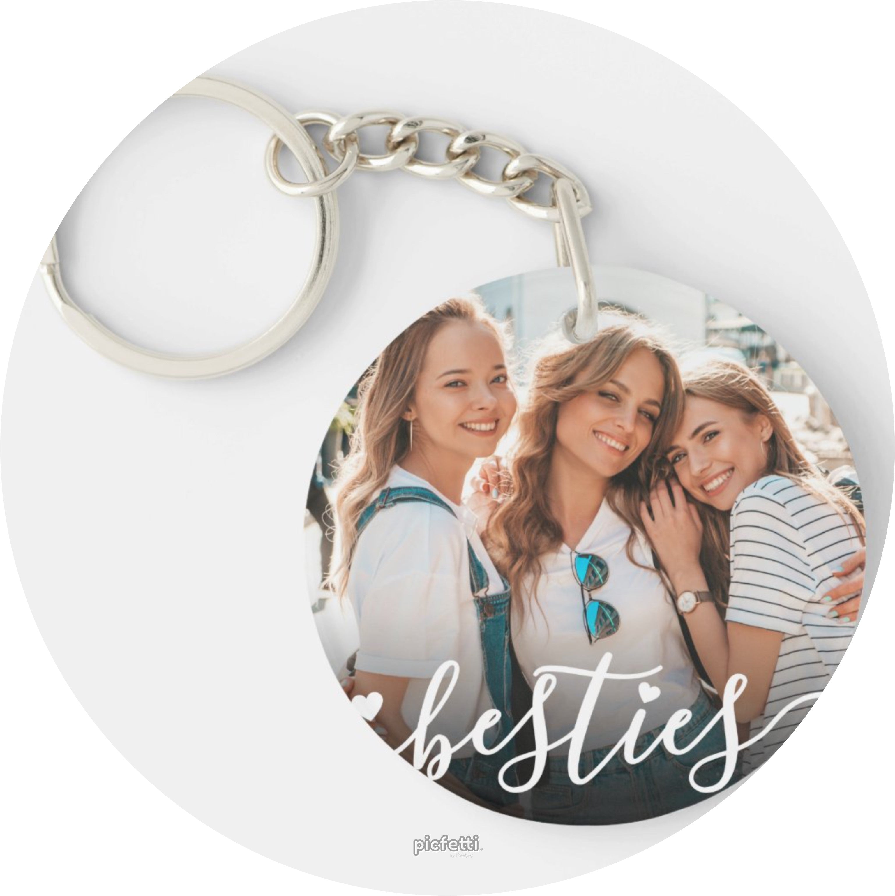 Personalized BFF Best Friends Forever Circle Keychain Photo Gift - Printjoy