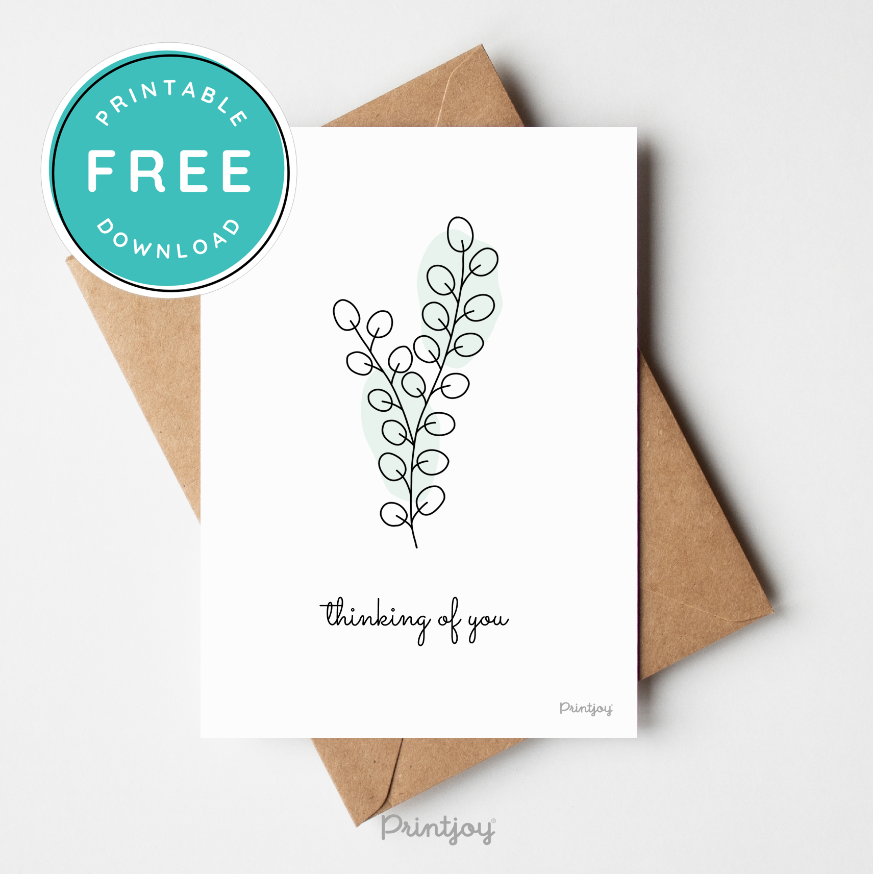 Thinking Of You Greeting Card Lovely Floral Line Art Free Printable - Printjoy