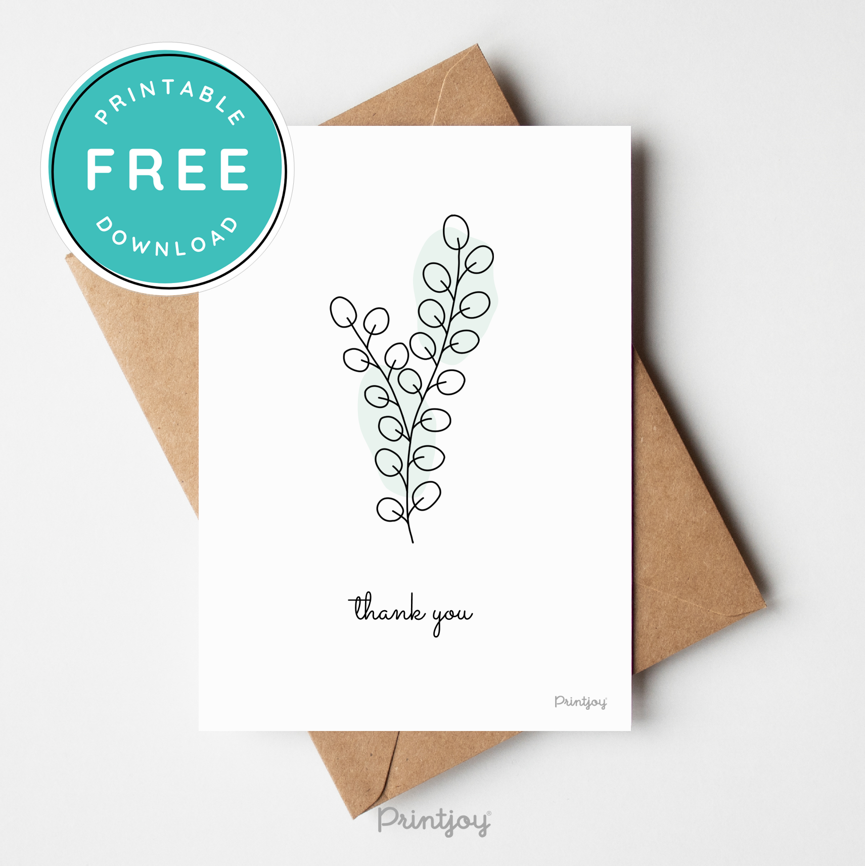 Thank You Greeting Card Stationery Lovely Floral Line Art Free Printable - Printjoy