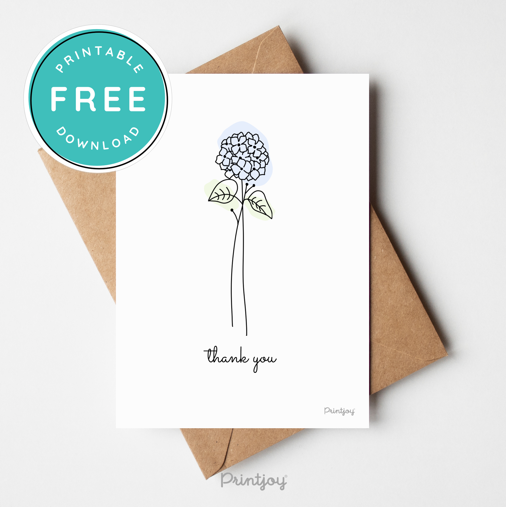 Thank You Greeting Card Stationery Lovely Floral Line Art Free Printable - Printjoy