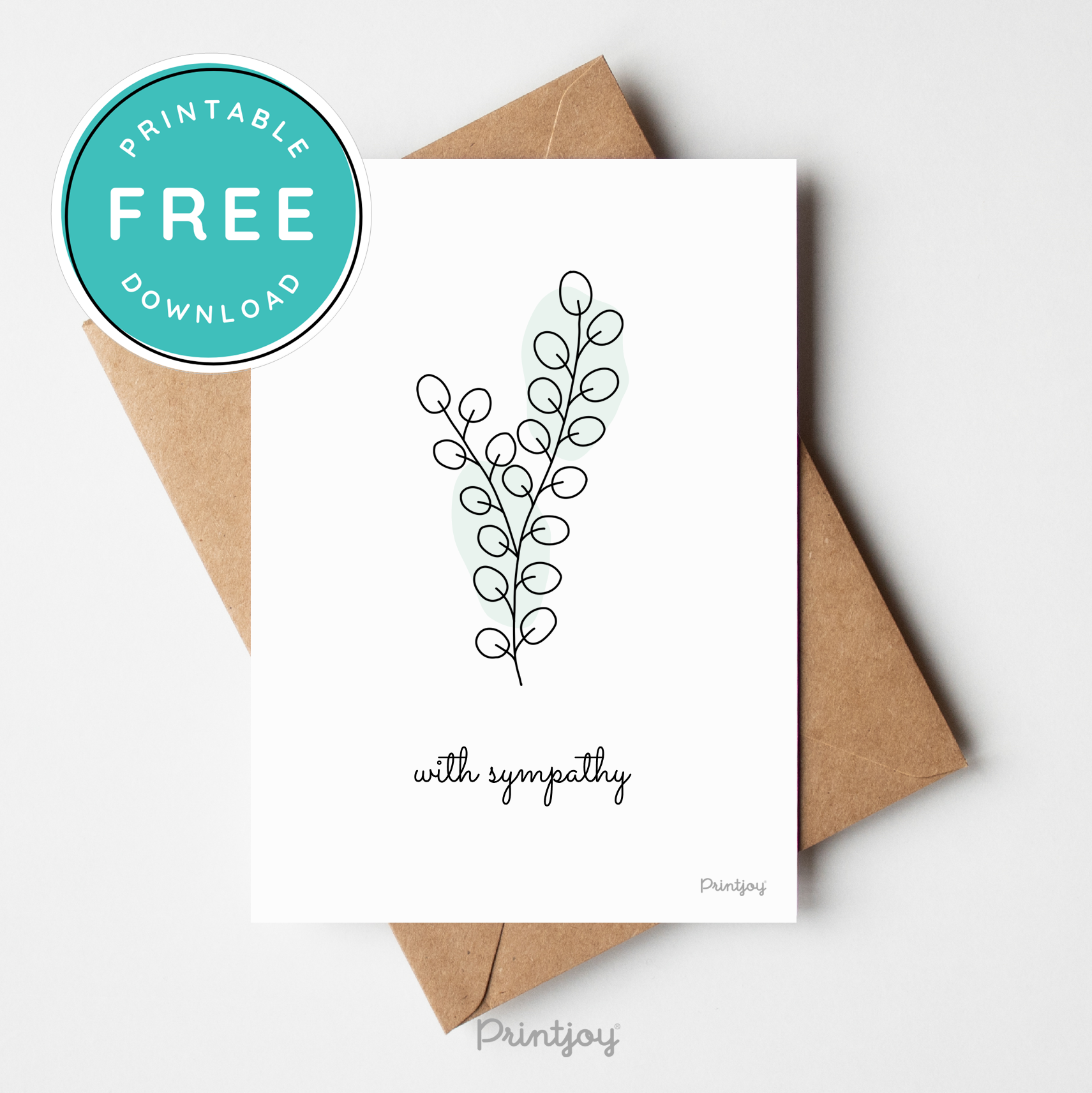 With Sympathy Greeting Card Lovely Floral Line Art Free Printable - Printjoy