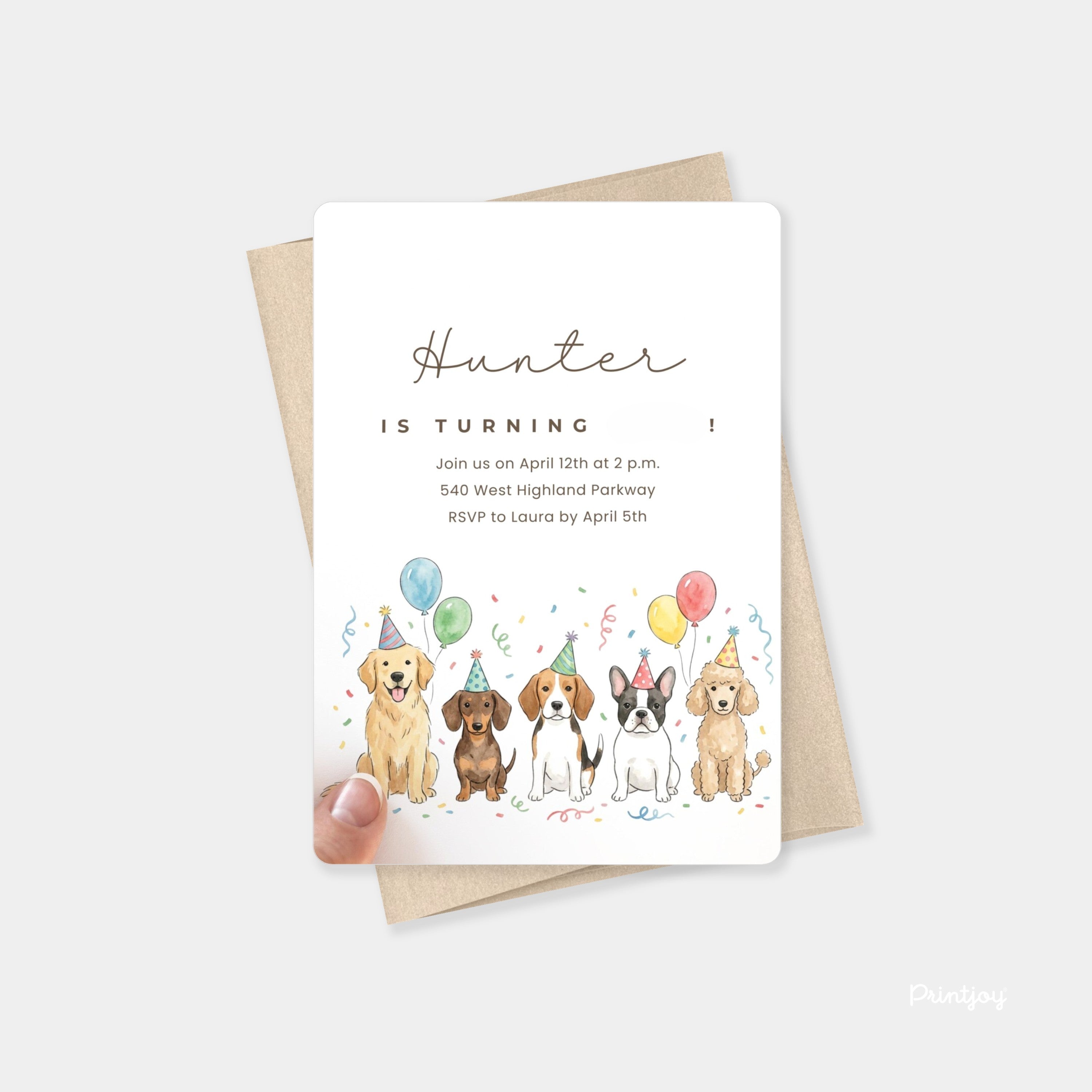 Fun Line Art Happy Birthday Party Invite Minimal Card (Copy)
