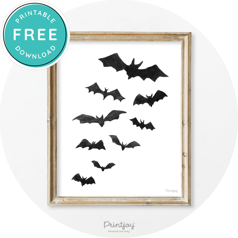 Free Printable Bats Halloween Wall Art Decor Download