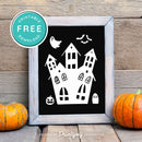 Free Printable Spooky Haunted House Halloween Wall Art Decor Download - Printjoy