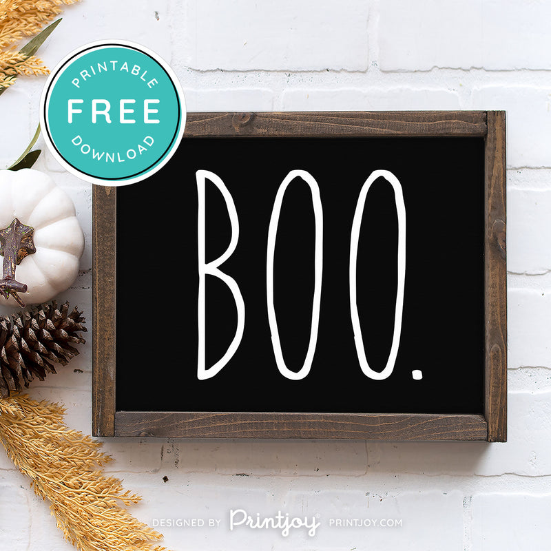 Free Printable Boo Modern Farmhouse Halloween Wall Art Decor Download - Printjoy