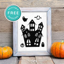 Free Printable Spooky Haunted House Halloween Wall Art Decor Download - Printjoy